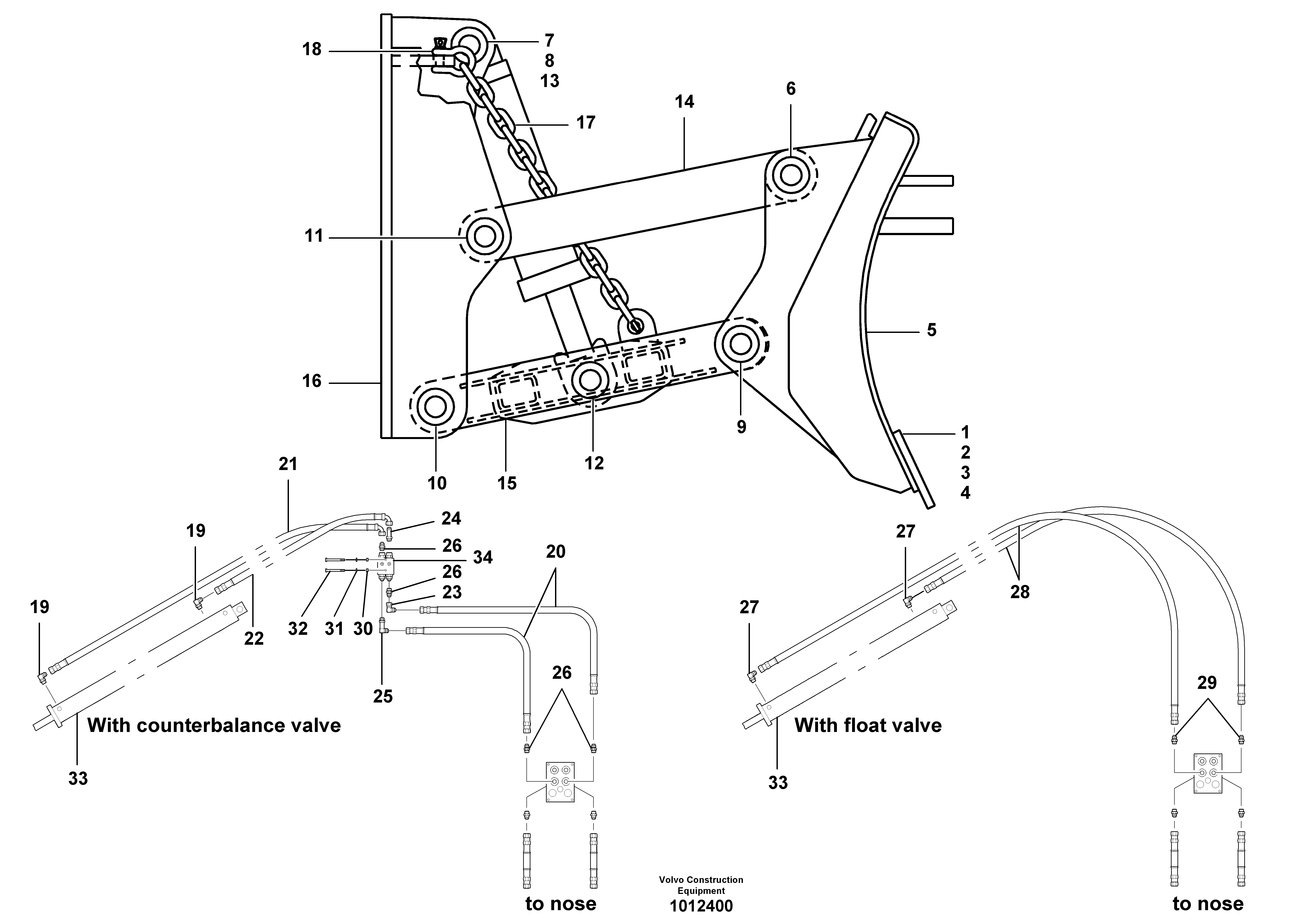 Dozer blade and circuit  S/N'S 35000 - 36339 — volvo parts diagram