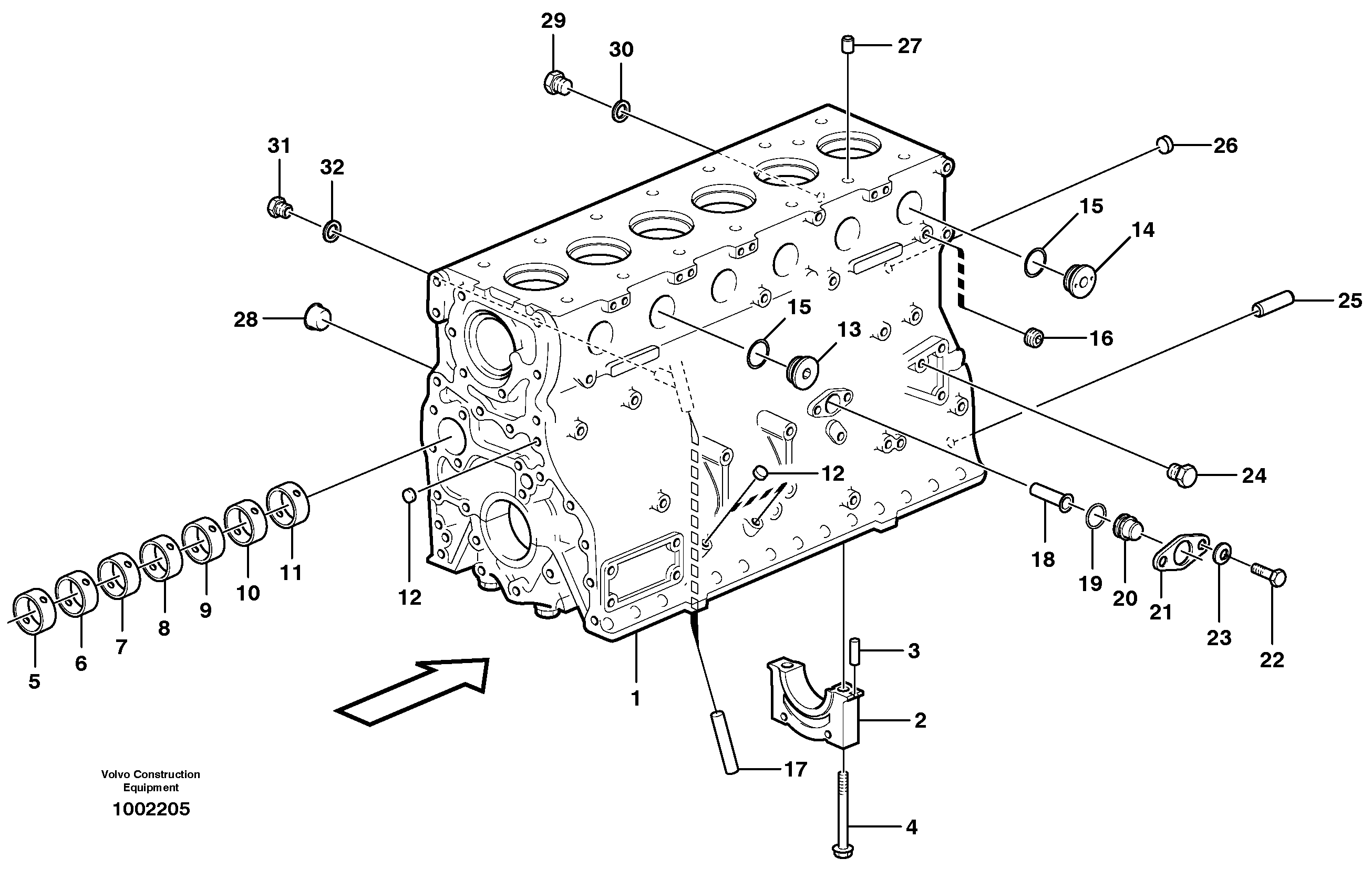 Cylinder block  G740B, G746B, G780B — volvo parts diagram