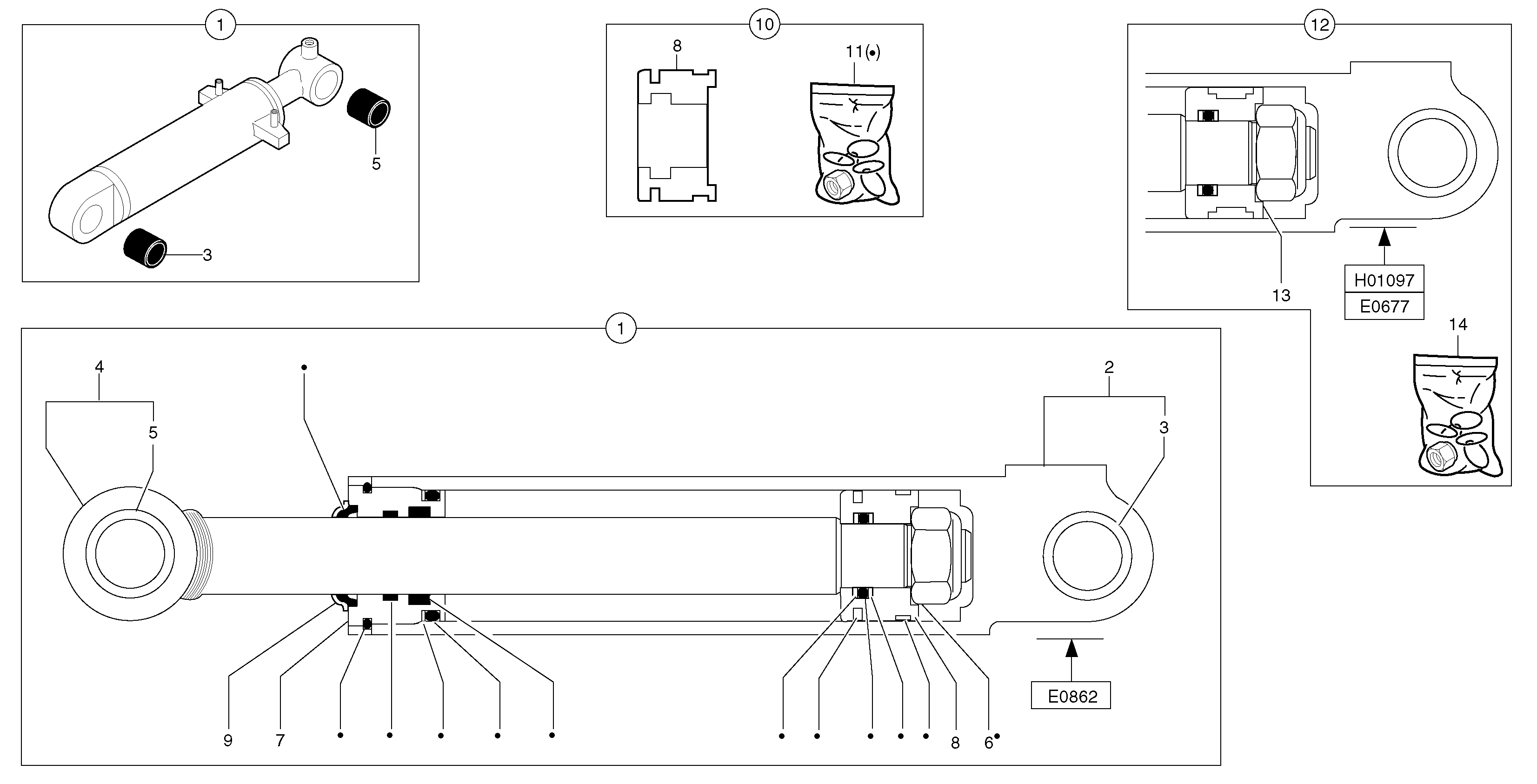 Dozer blade cylinder  S/N16275-S/N16277 , S/N56777 — volvo parts diagram