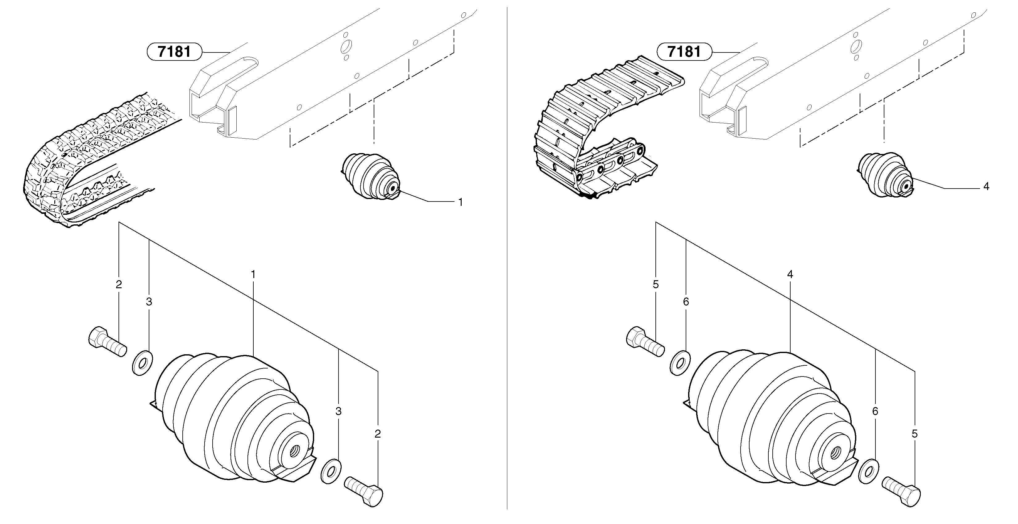 Lower roller ( steel and rubber tracks ) — volvo parts diagram