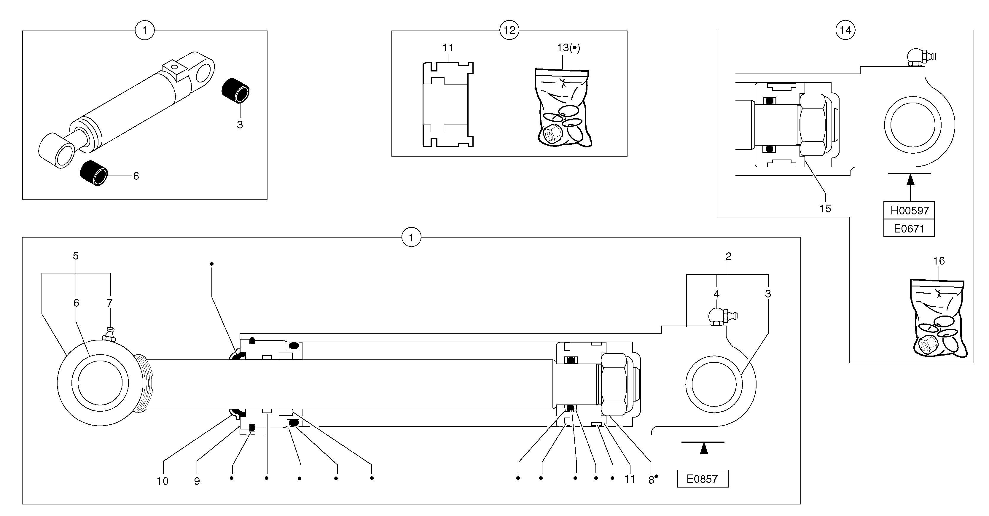 Dipper arm cylinder  S/N16275-S/N16277 , S/N56777 — volvo parts diagram