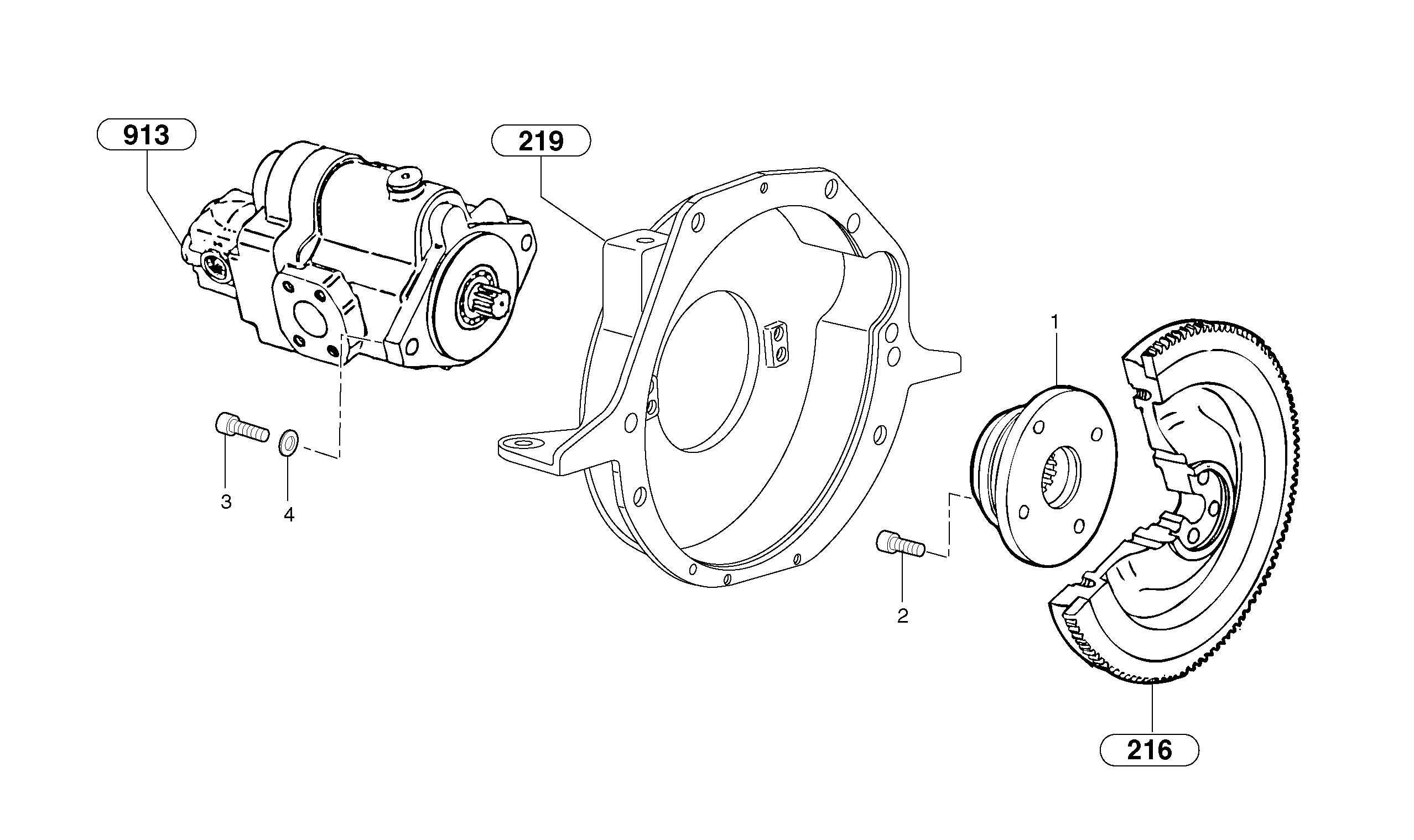 Engine coupling / hydraulic pump — volvo parts diagram