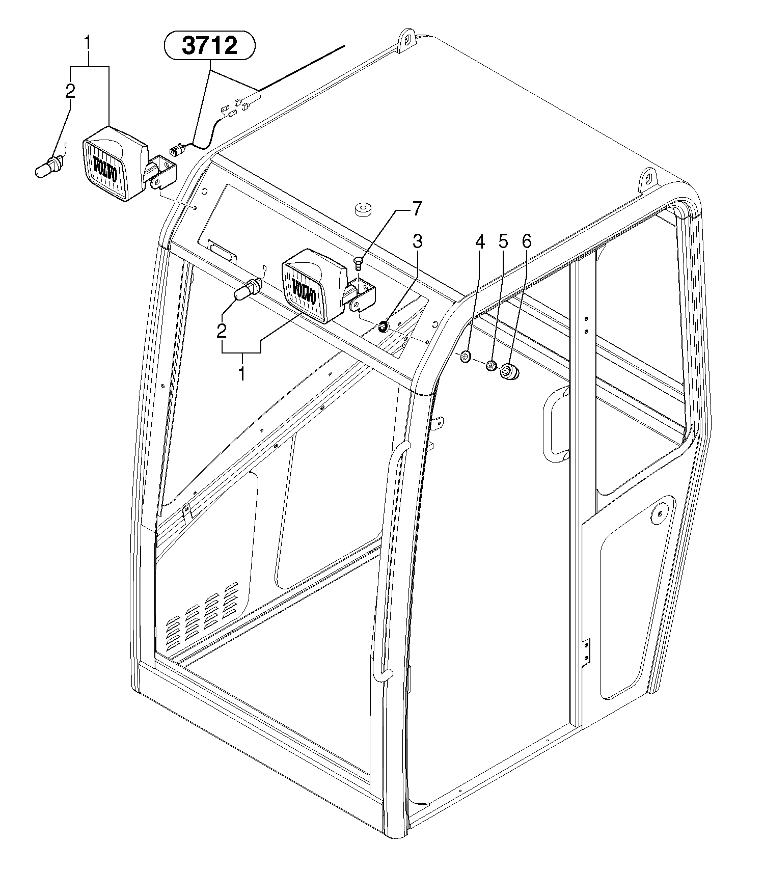 Front headlight on cab  CAB 20/01/001 - — volvo parts diagram