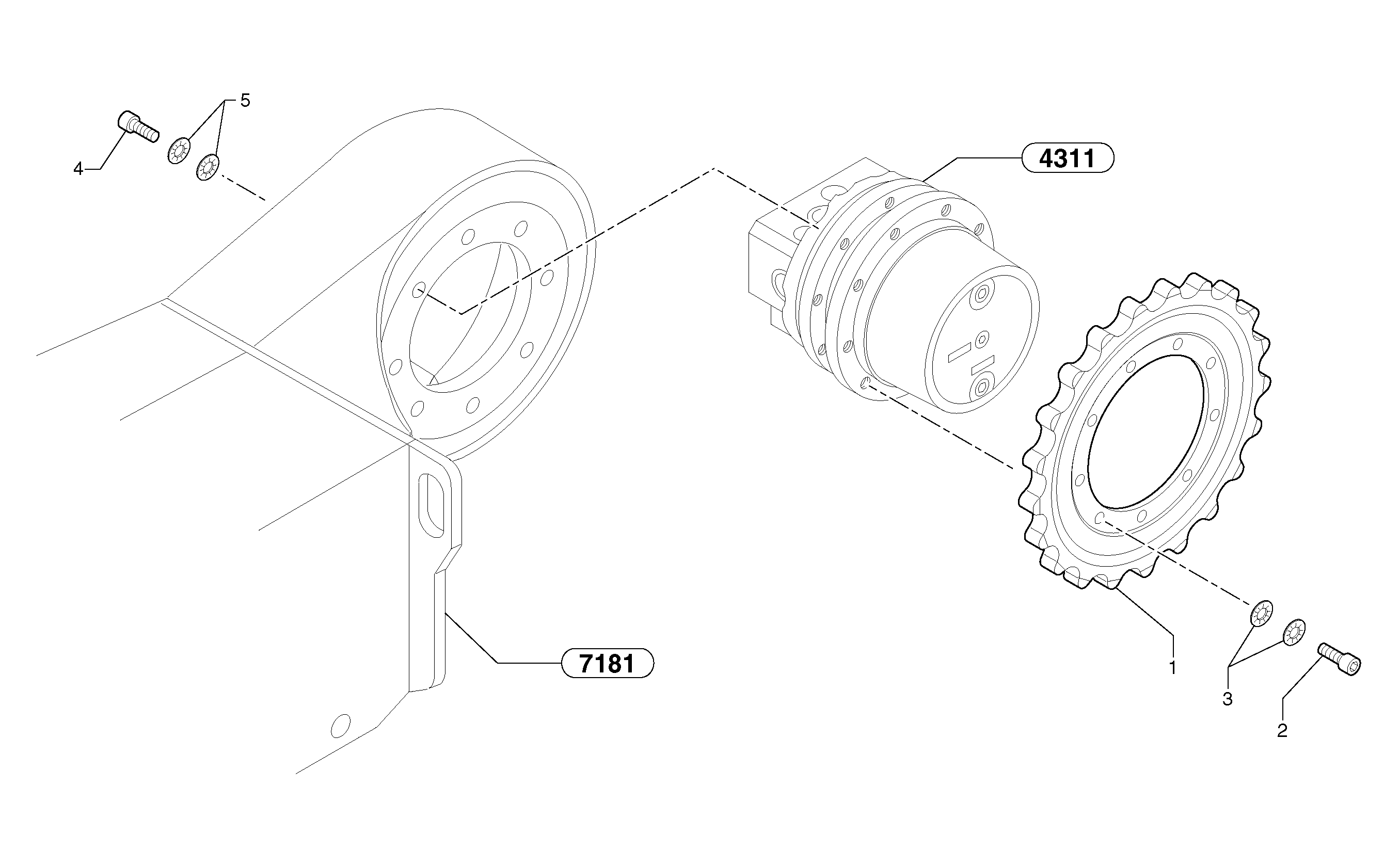 Travelling gear motor assy / sprocket — volvo parts diagram