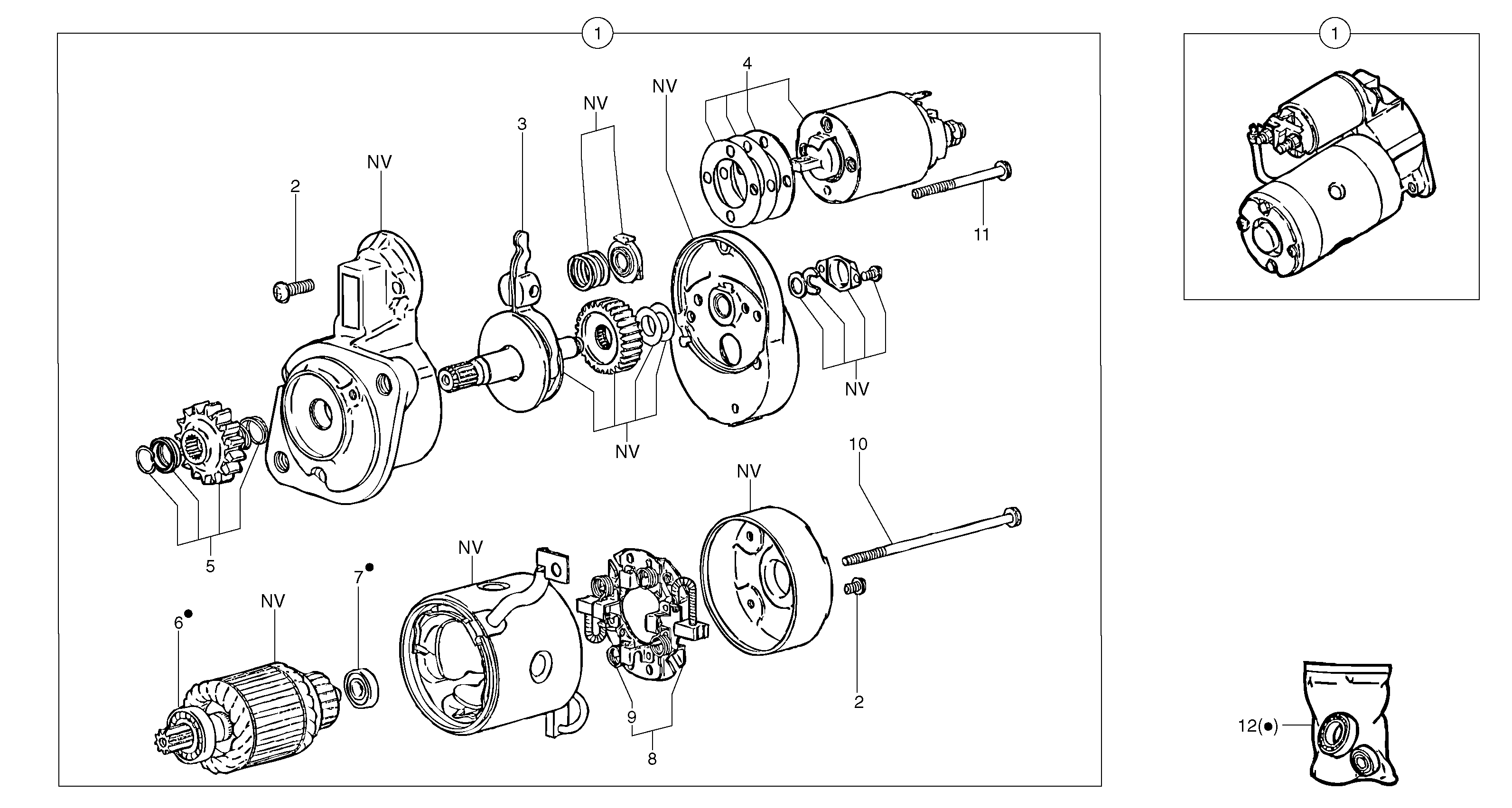 Starter motor  12V-1,6KW — volvo parts diagram