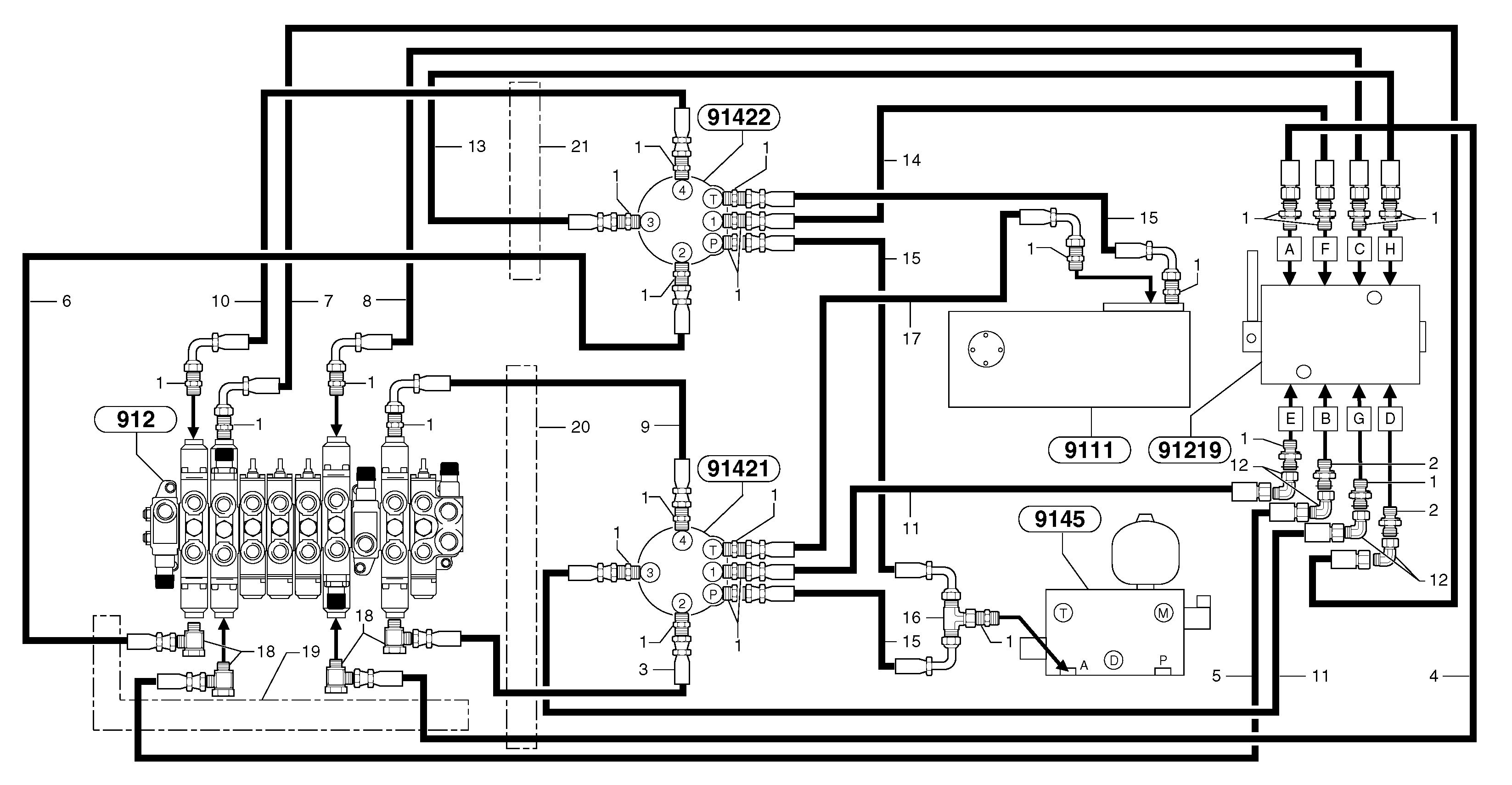 Hydr. circuit ( control's attachment ) (us) — volvo parts diagram
