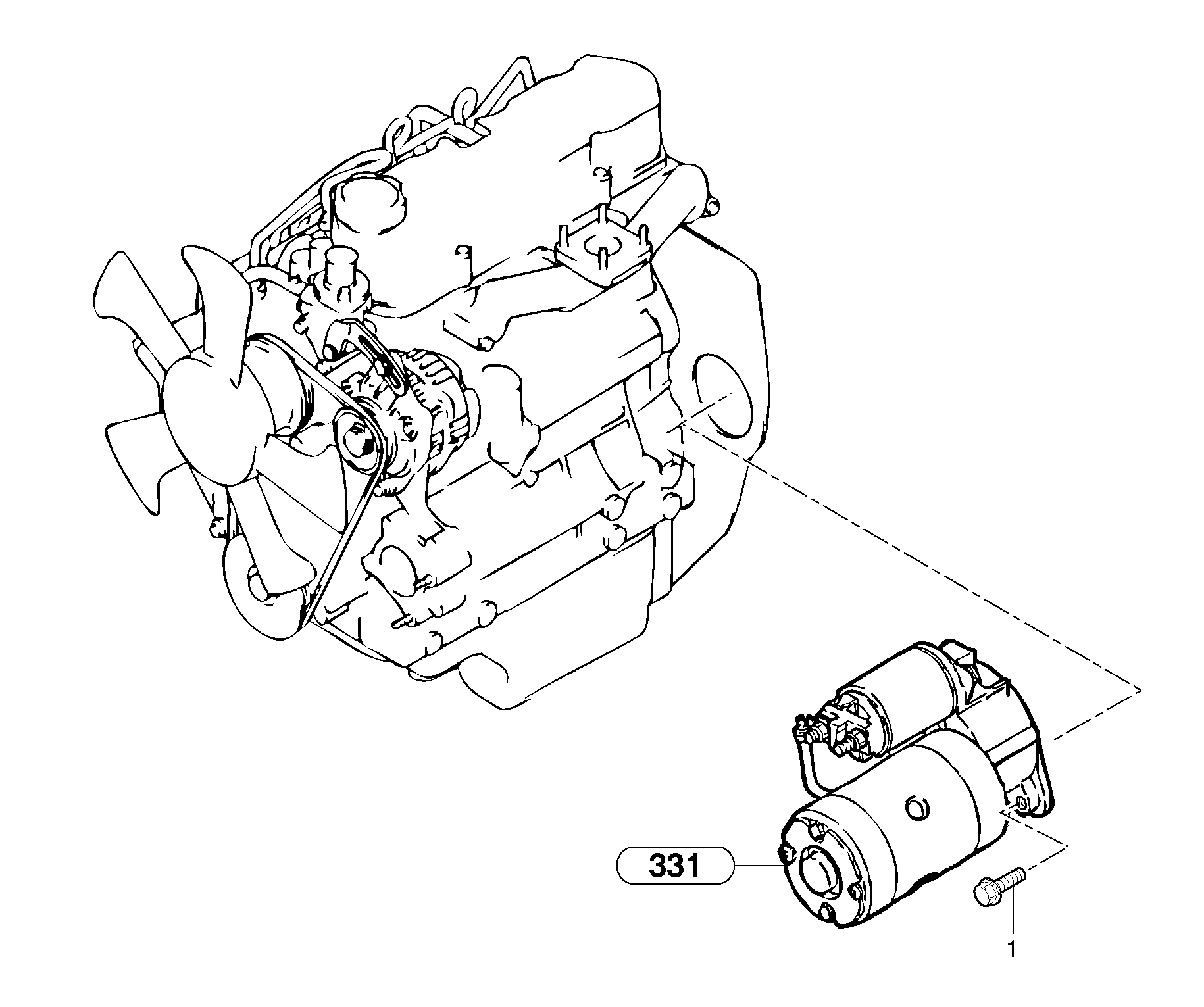 Starter motor installation — volvo parts diagram