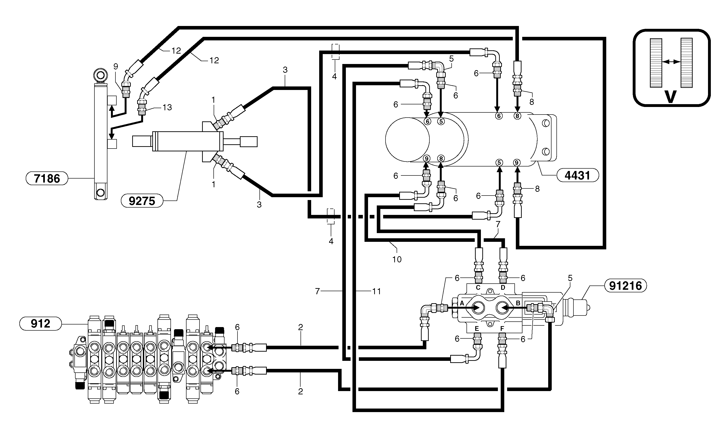 Hydr. circuit. ( dozer blade ) variable track — volvo parts diagram