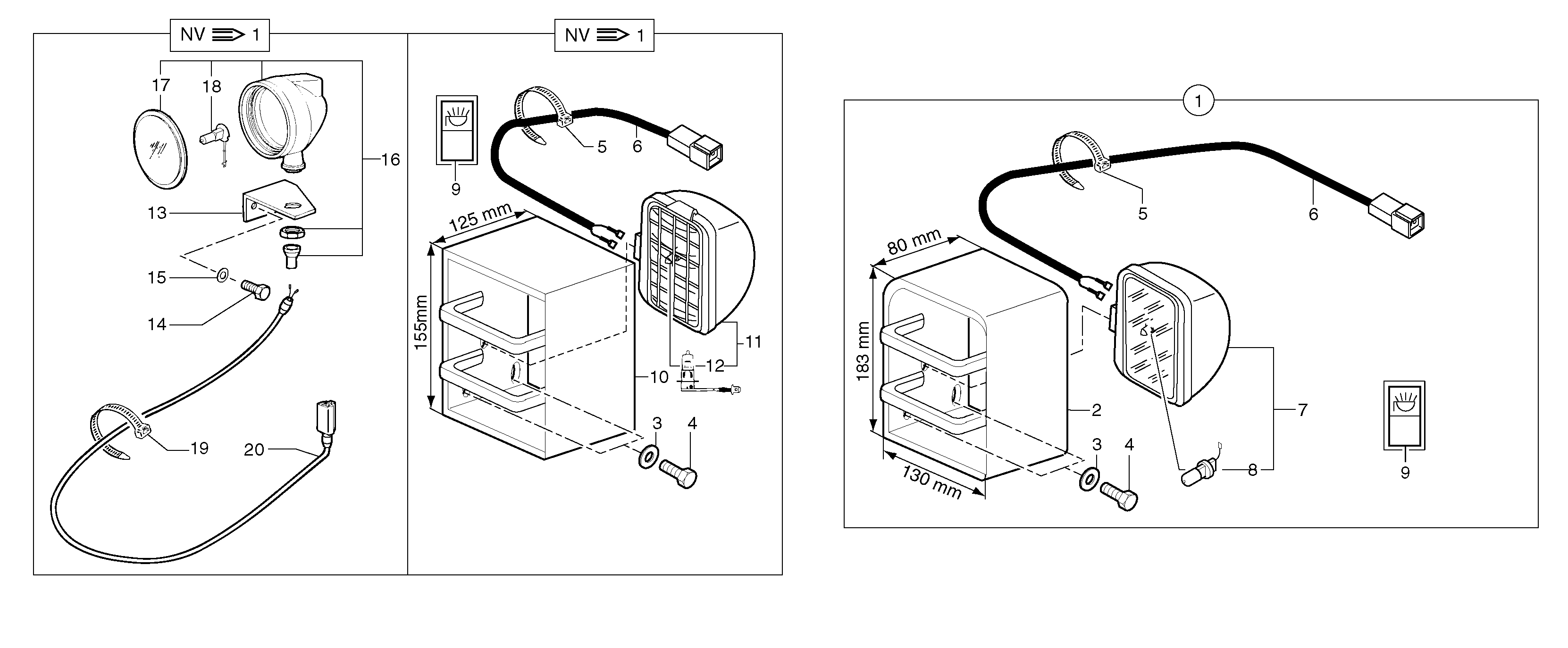 Work light on boom — volvo parts diagram