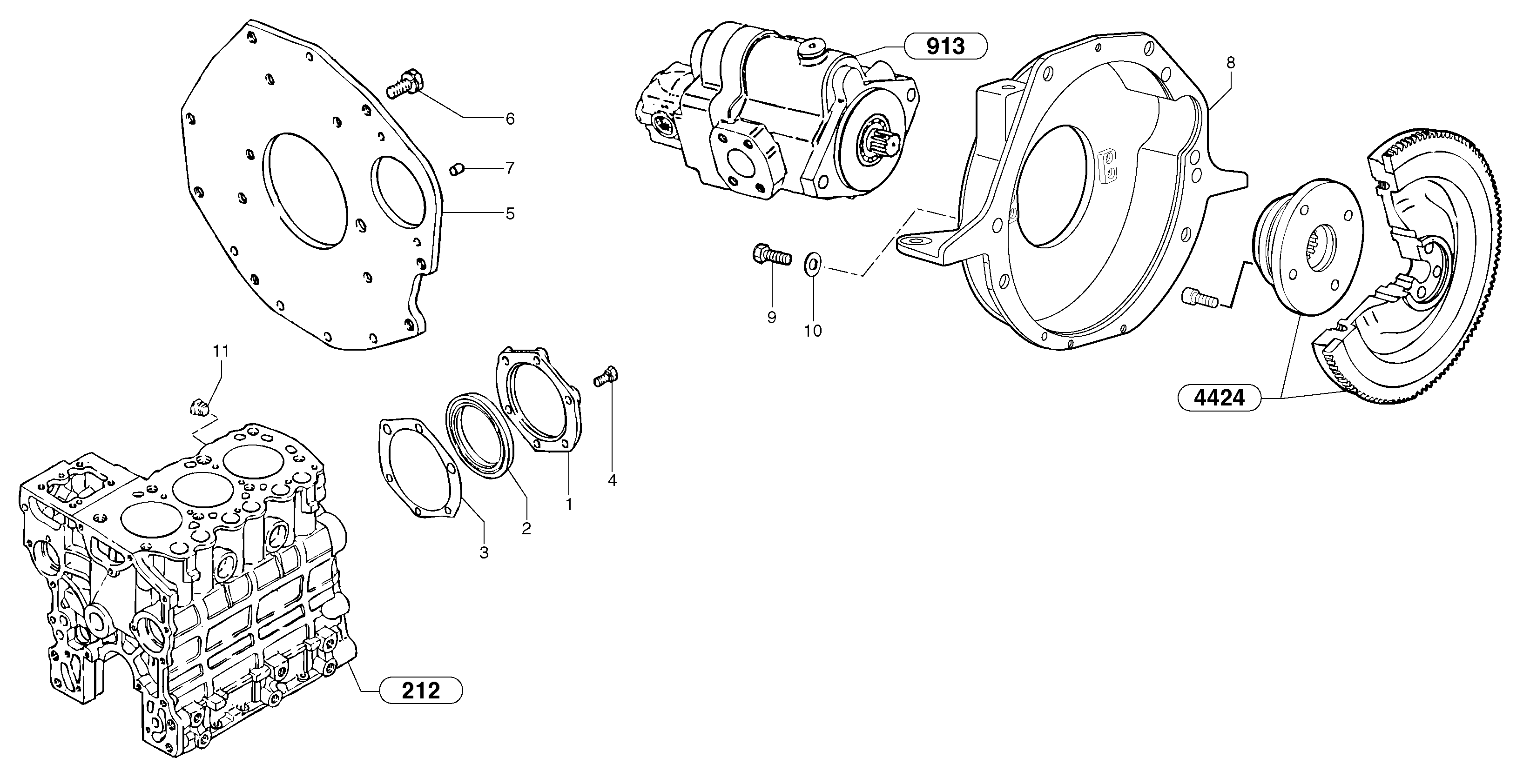 Flywheel housing — volvo parts diagram