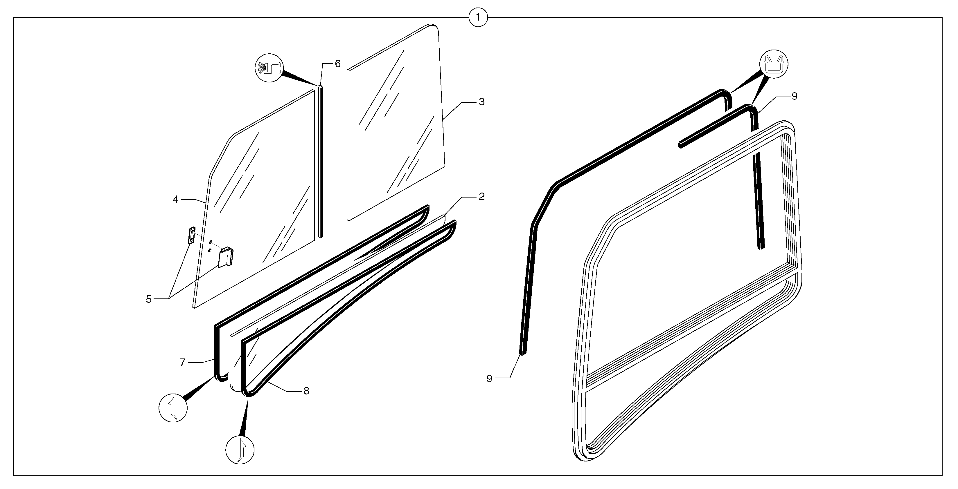 Cab : sliding window ( right )  CAB 20/01/001 - — volvo parts diagram