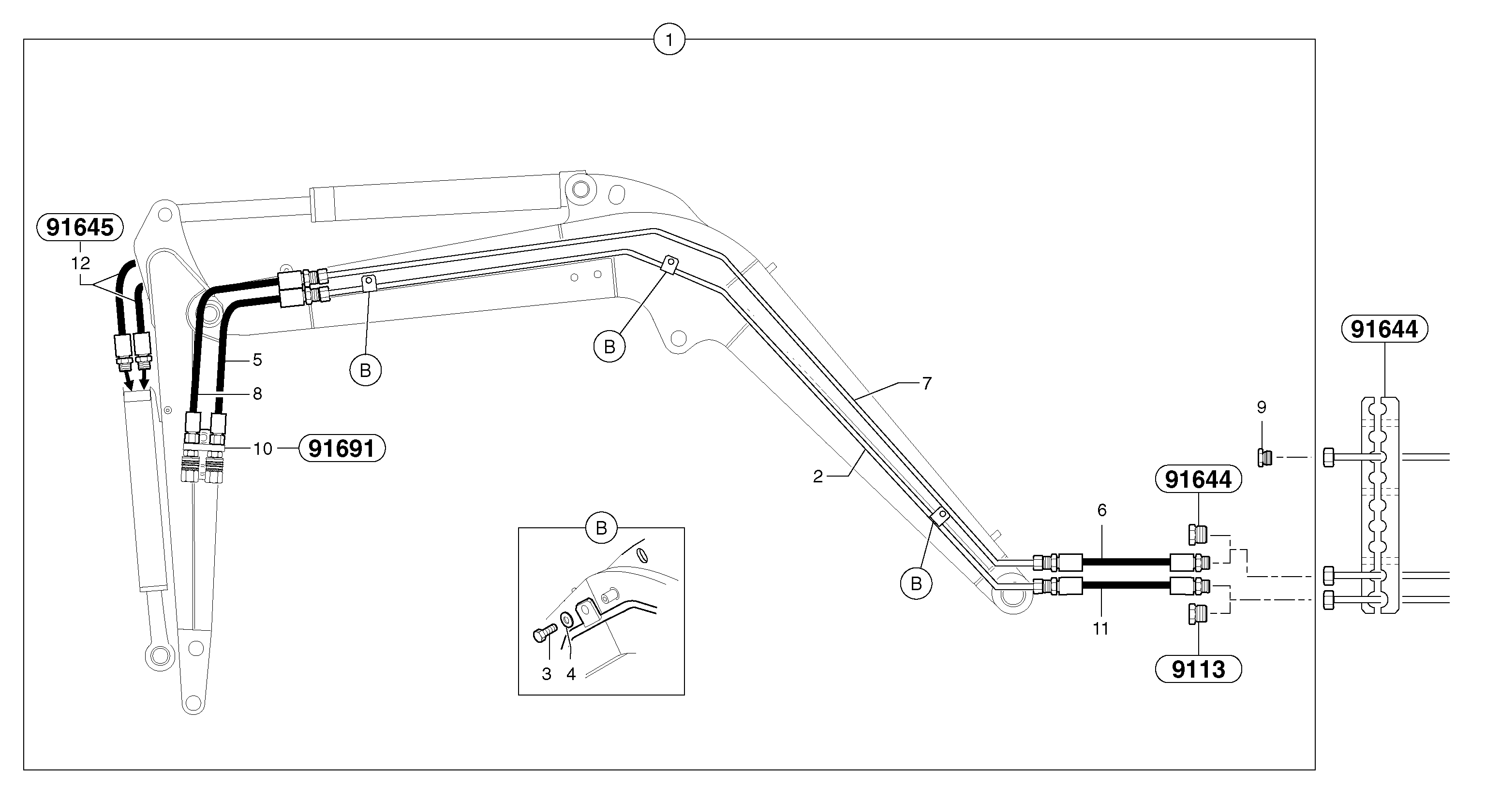 Hydraulic circuit ( accessories )  43L/MN , 11.36US/GPM — volvo parts diagram