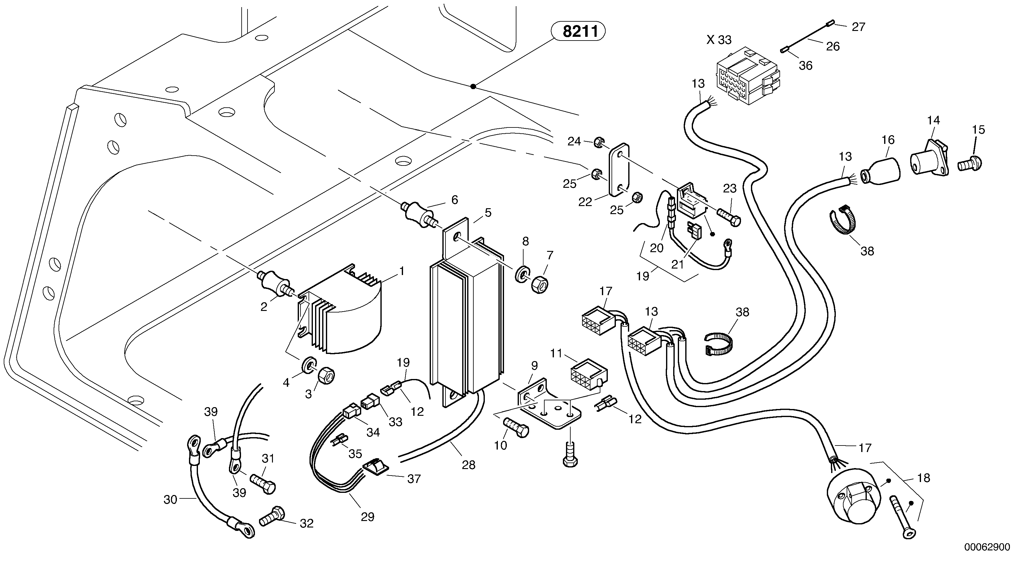 Wall socket for trailer — volvo parts diagram