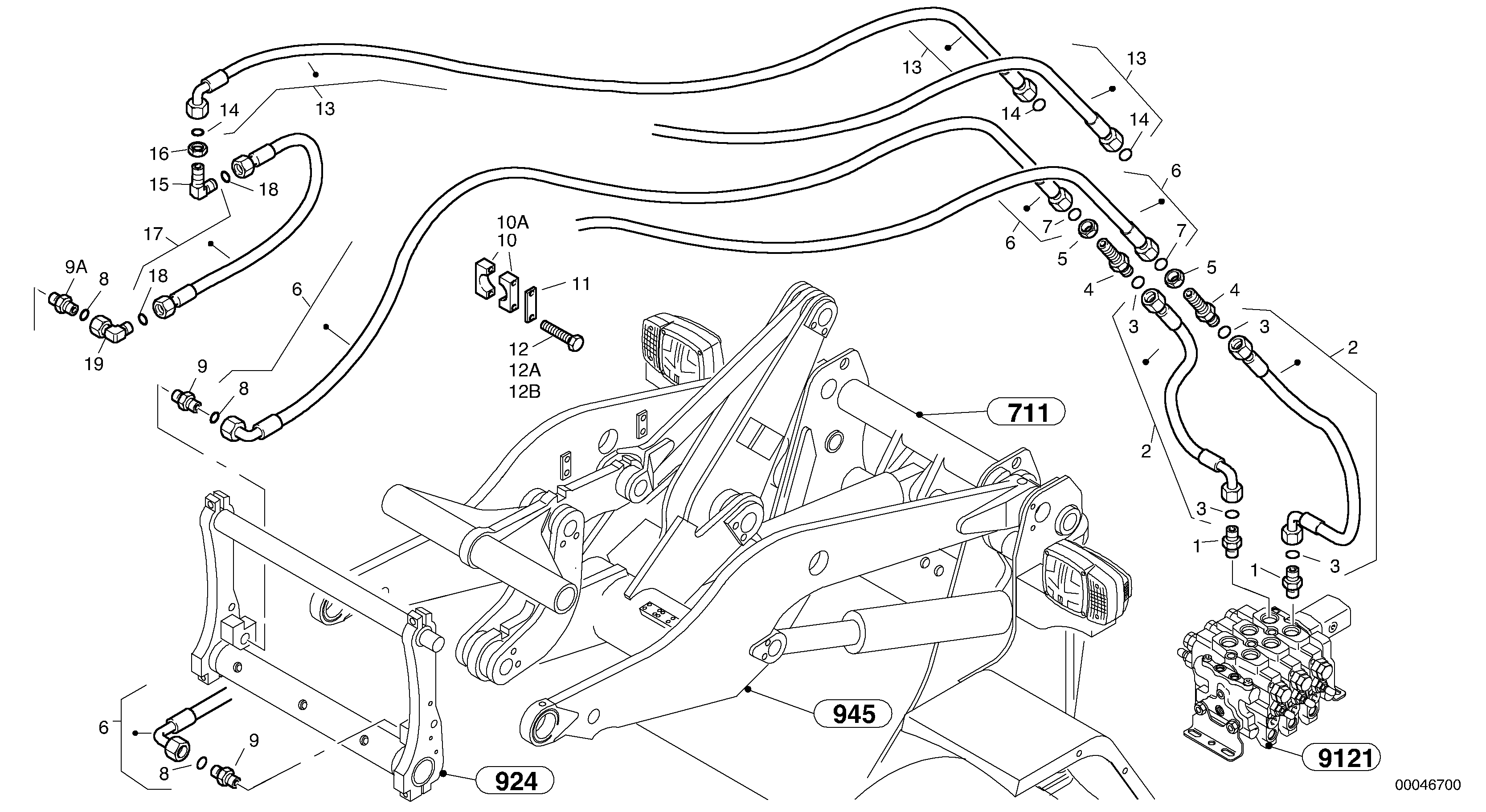 Lines to attachment mounting plate - TPZ — volvo parts diagram