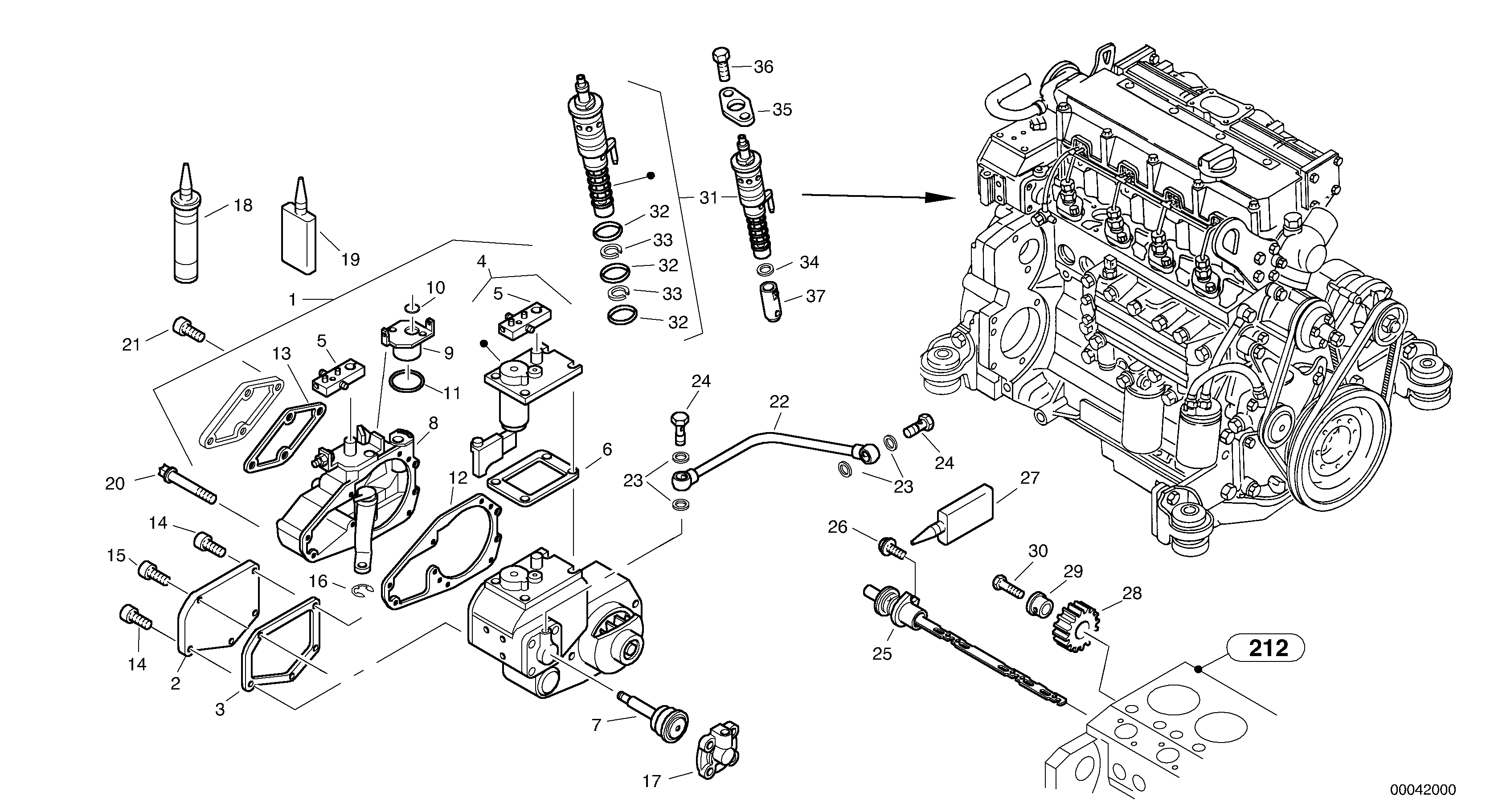 Speed adjustment - Fuel injection pump — volvo parts diagram