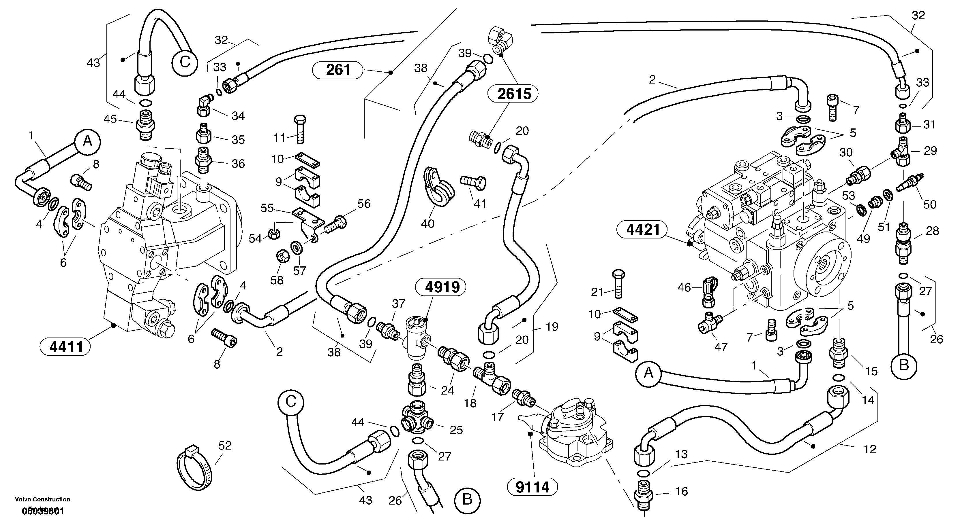 Lines - hydrostatic drive — volvo parts diagram