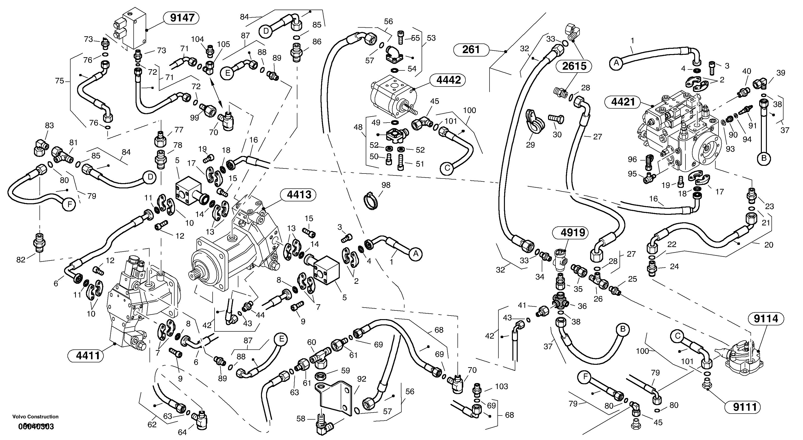 Lines - hydrostatic drive — volvo parts diagram