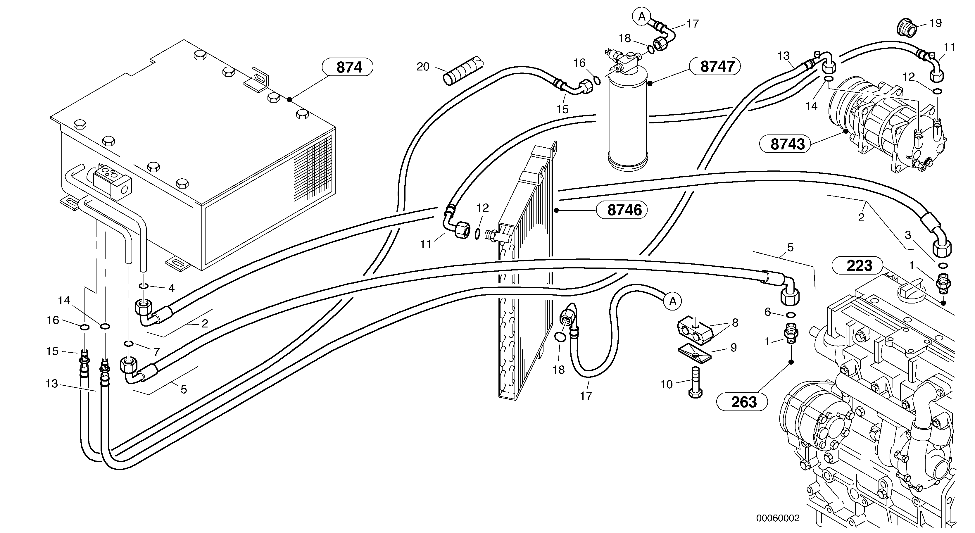 Pipes - Air-conditioning system — volvo parts diagram