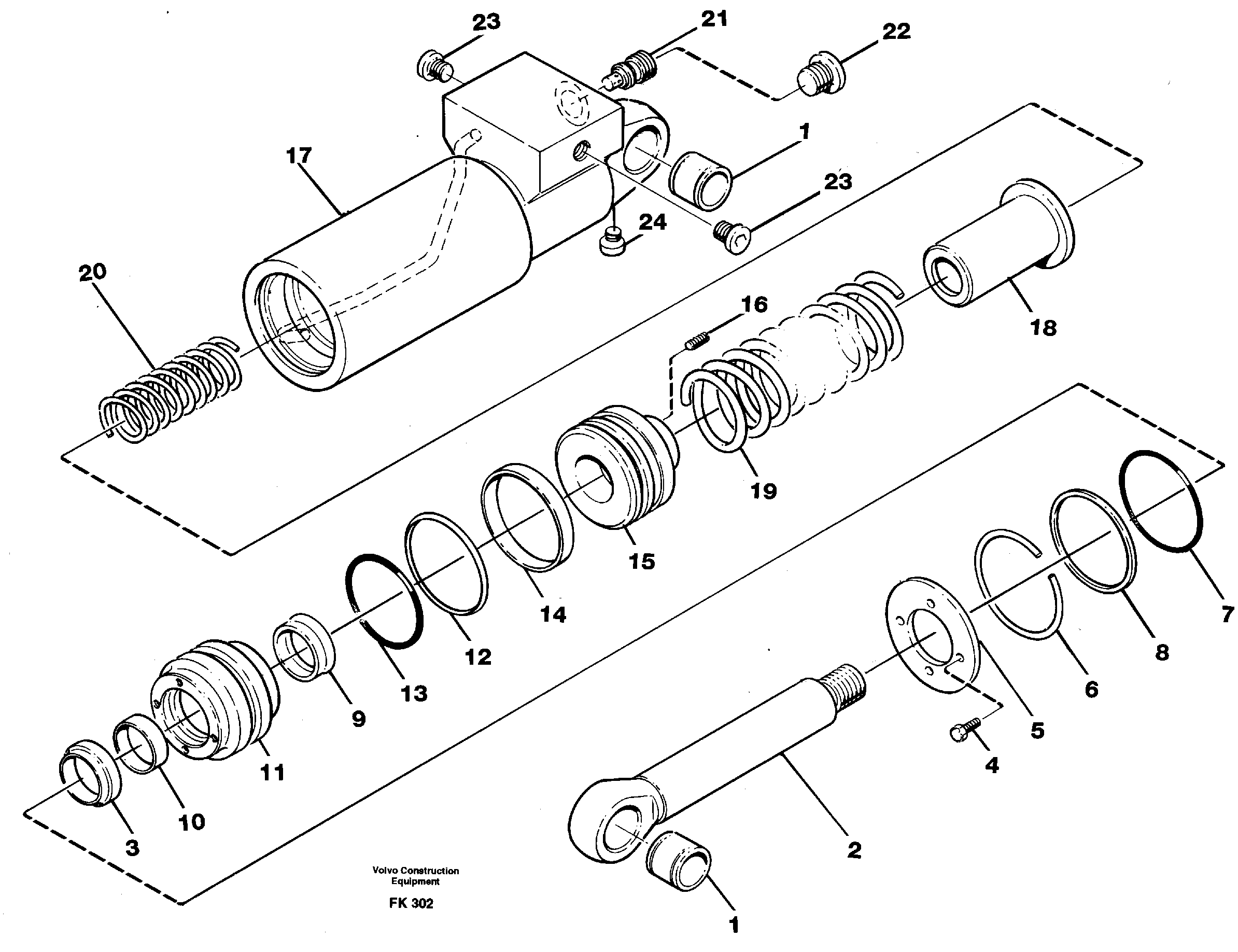 Hydraulic cylinder, quick attachment  14235532 — volvo parts diagram