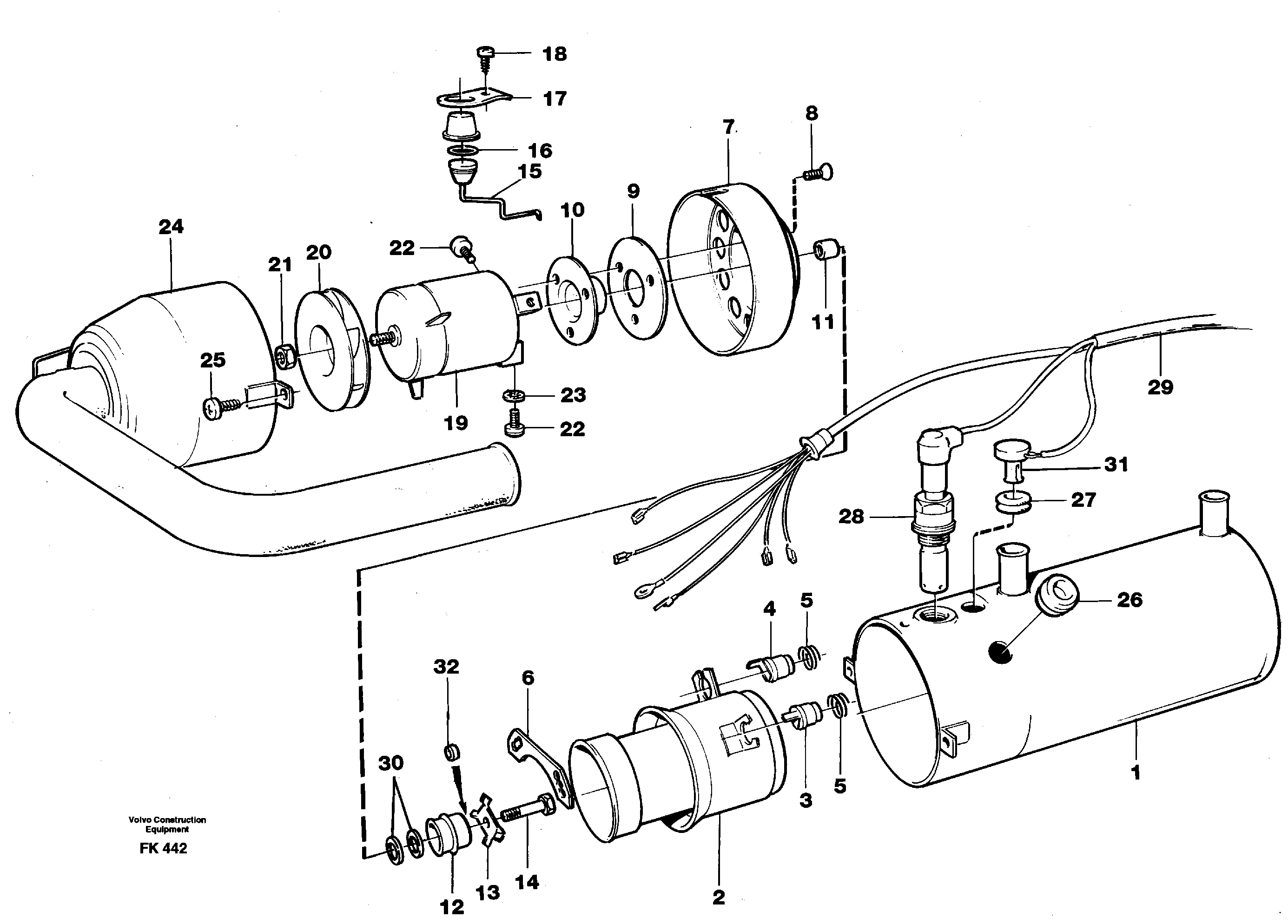 Heater, diesel  SER NO 2641- ,14264206 — volvo parts diagram