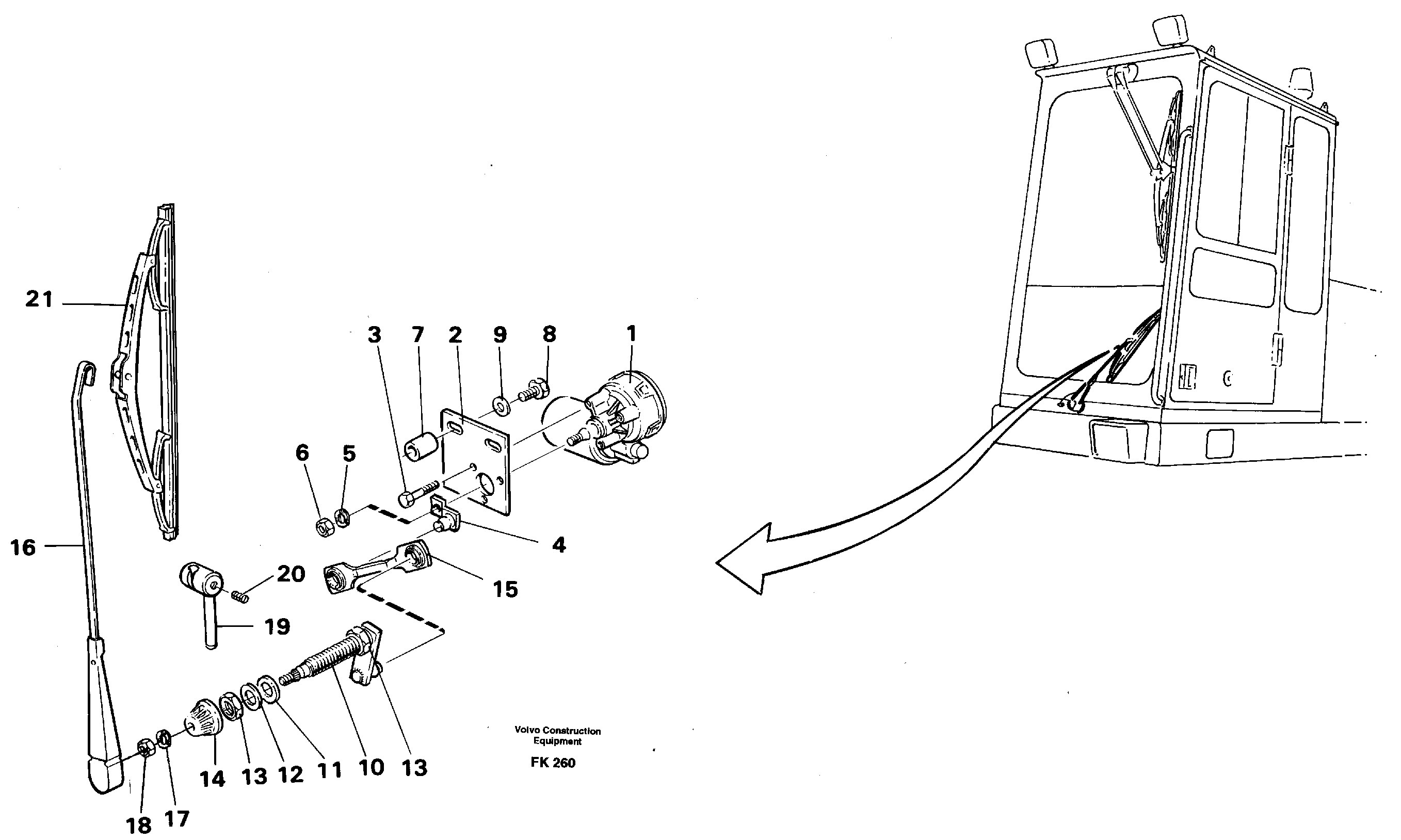 Windscreen wiper, lower — volvo parts diagram