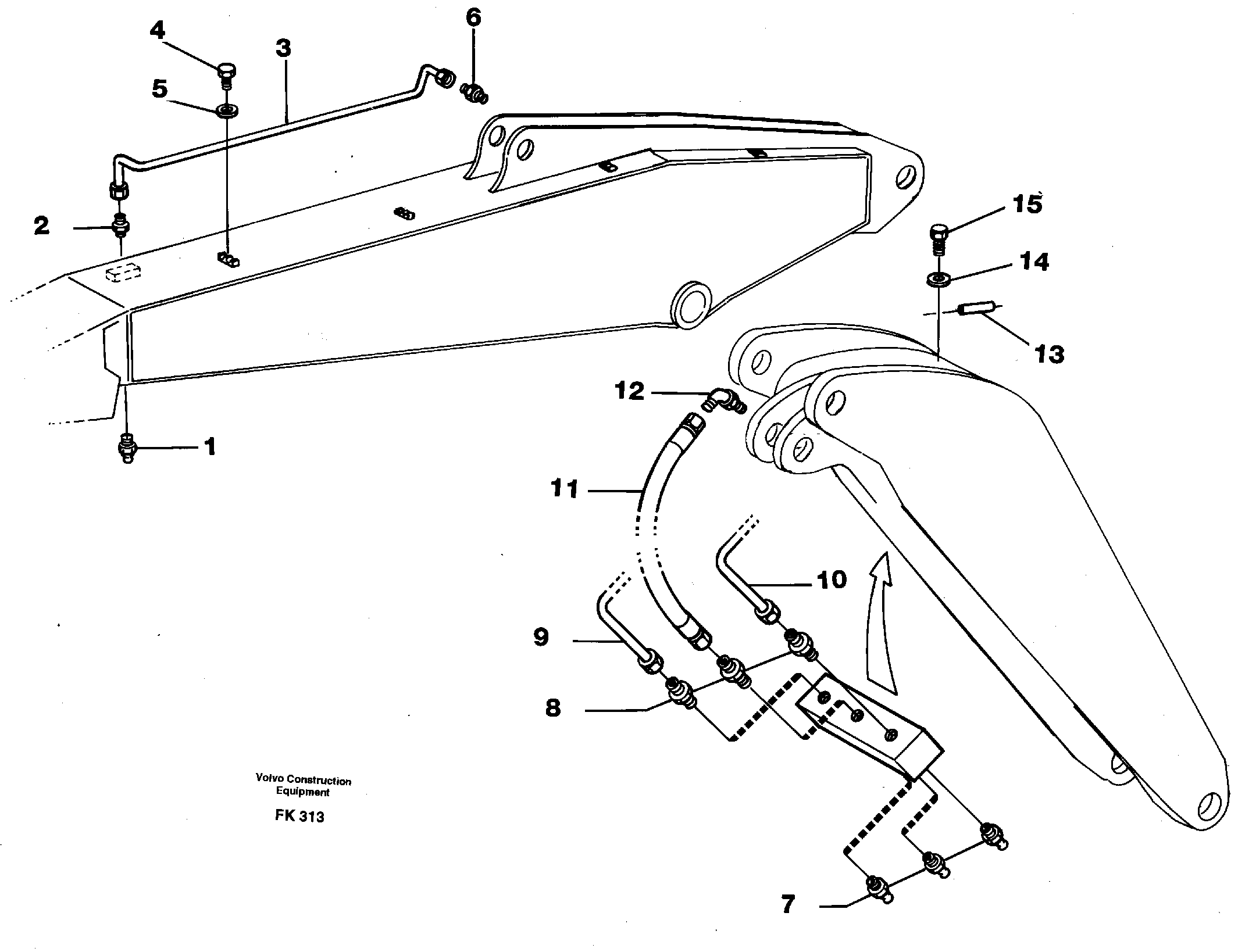 Backhoe lubricating. Adjustable boom.  14257308 — volvo parts diagram