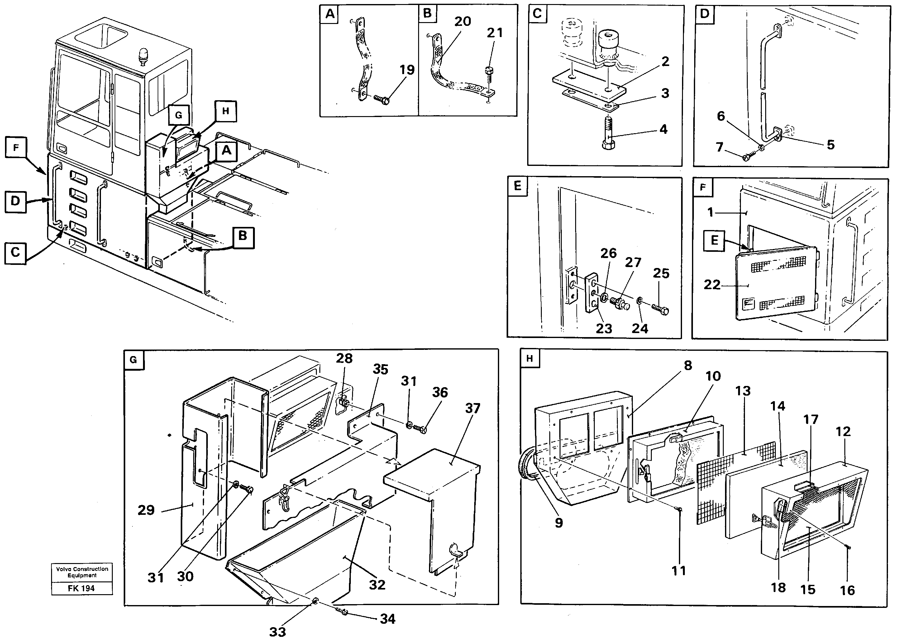 Cab elevation on superstructure, 1220 mm  14346560 — volvo parts diagram