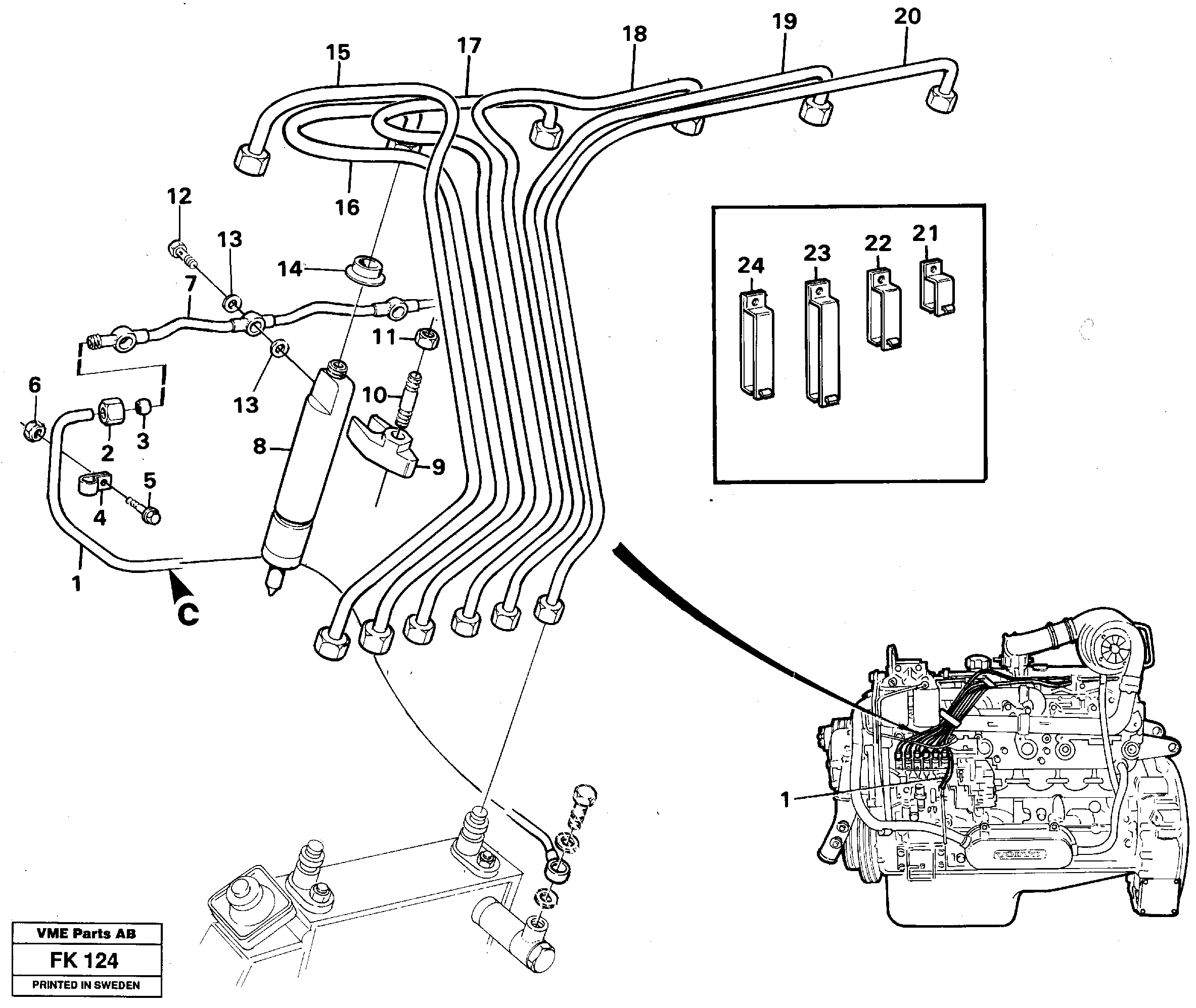 Fuel lines, injectors — volvo parts diagram