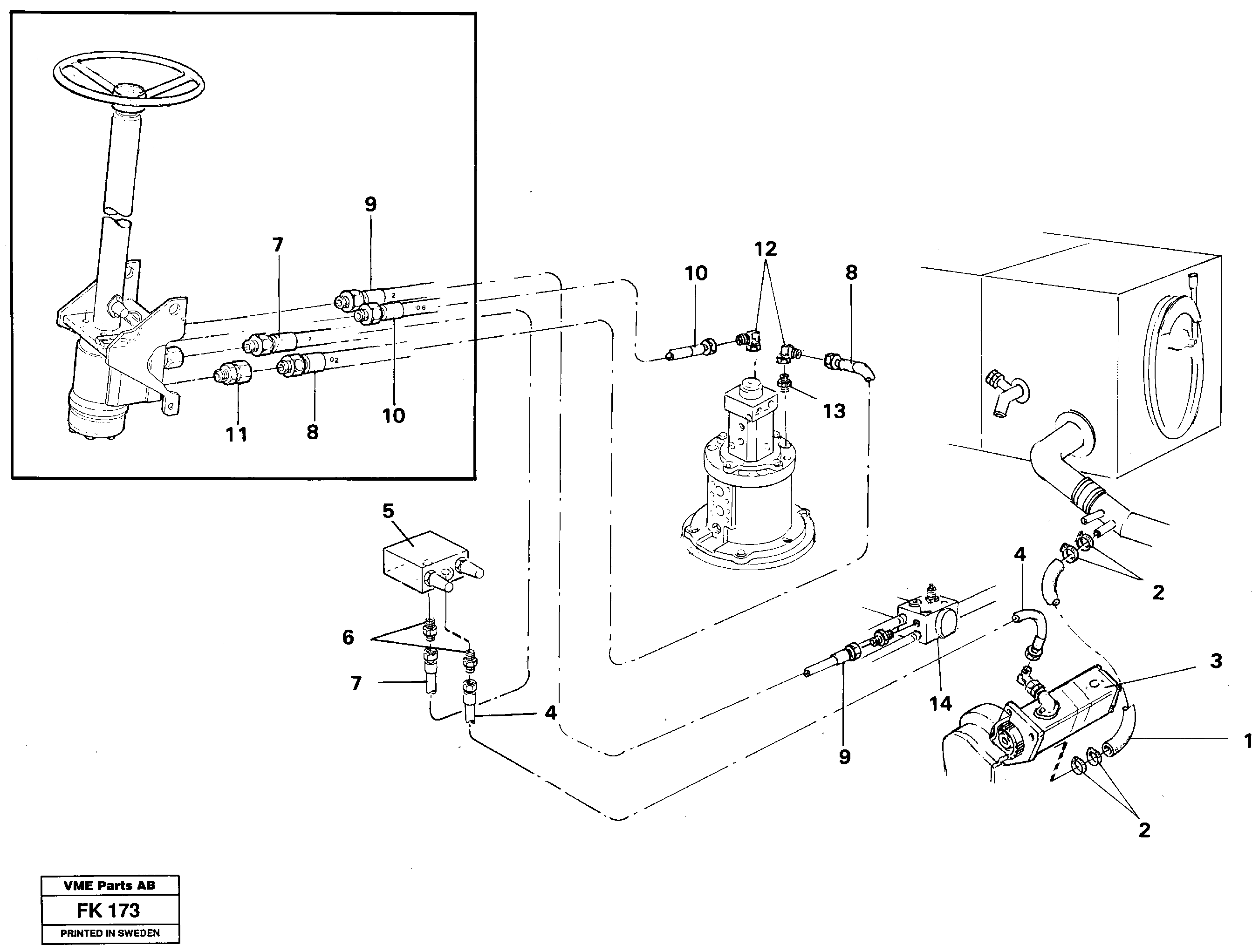 Steering system in superstructure — volvo parts diagram
