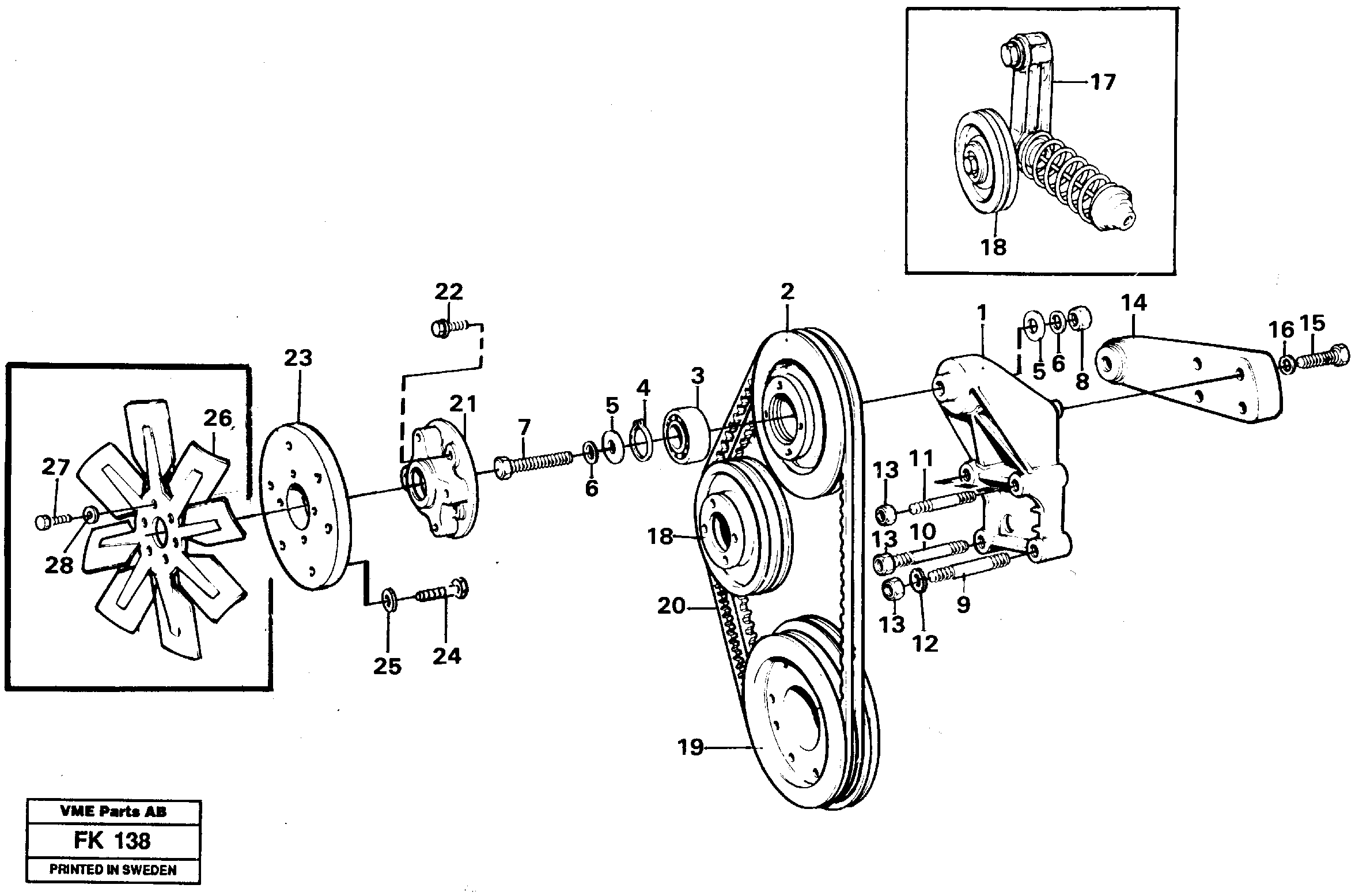 Fan and installation components  TD 61 GE — volvo parts diagram