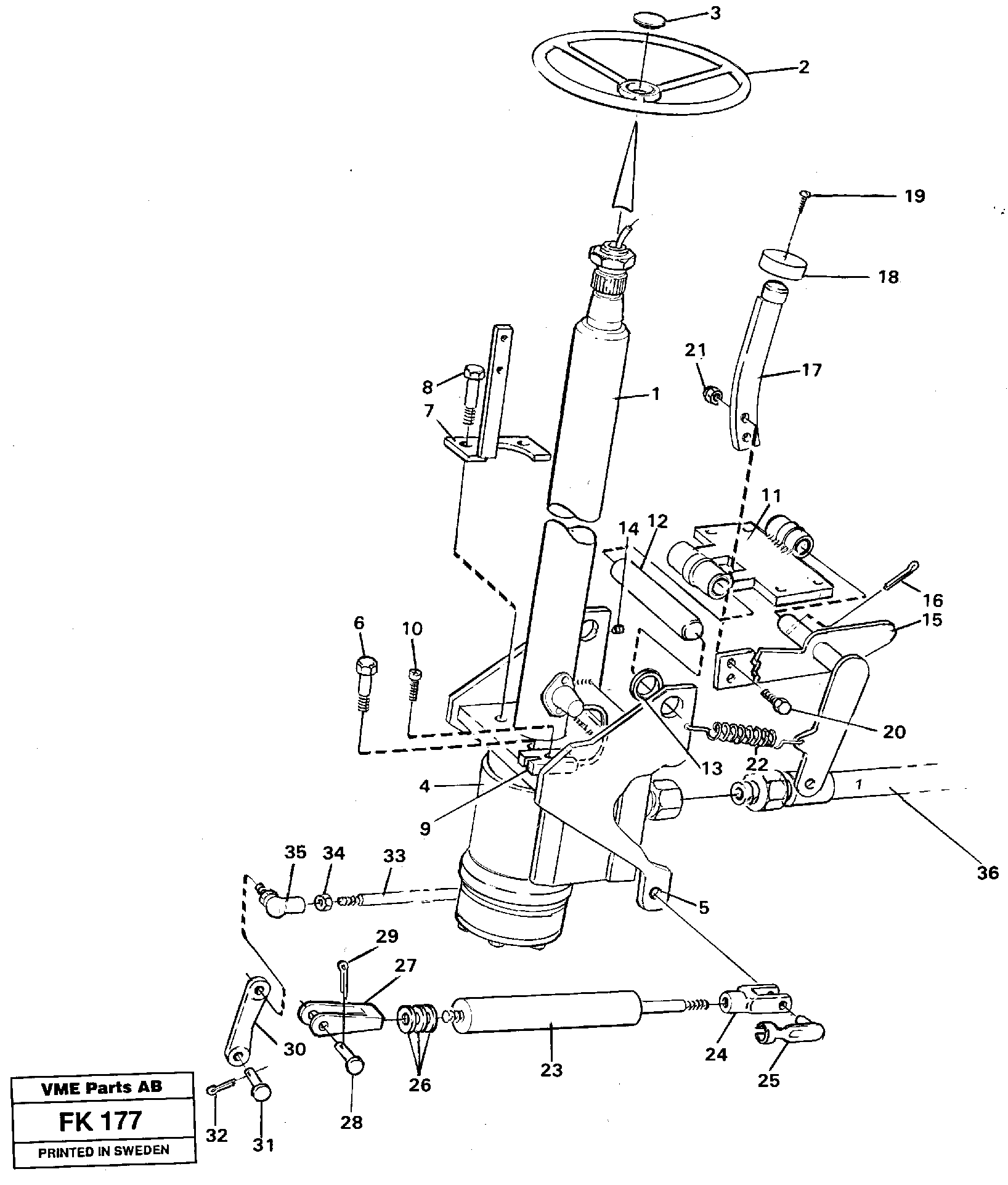 Adjustable steering column — volvo parts diagram