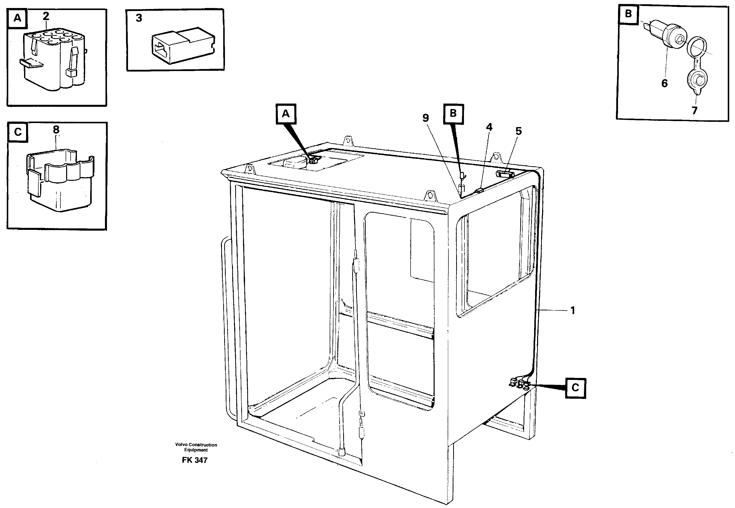 Cable harnesses, cab — volvo parts diagram