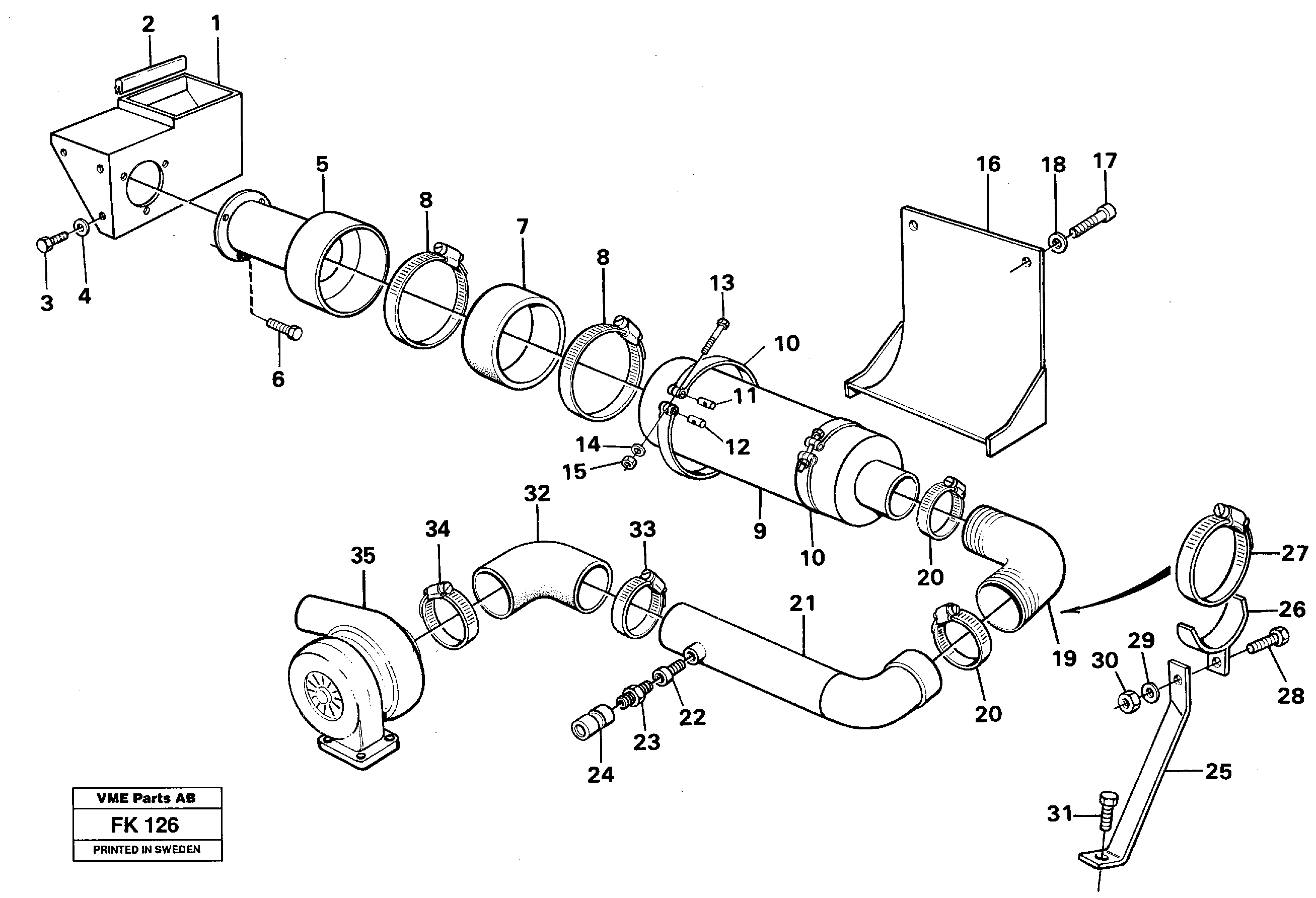 Inlet system  TD 61 GE — volvo parts diagram