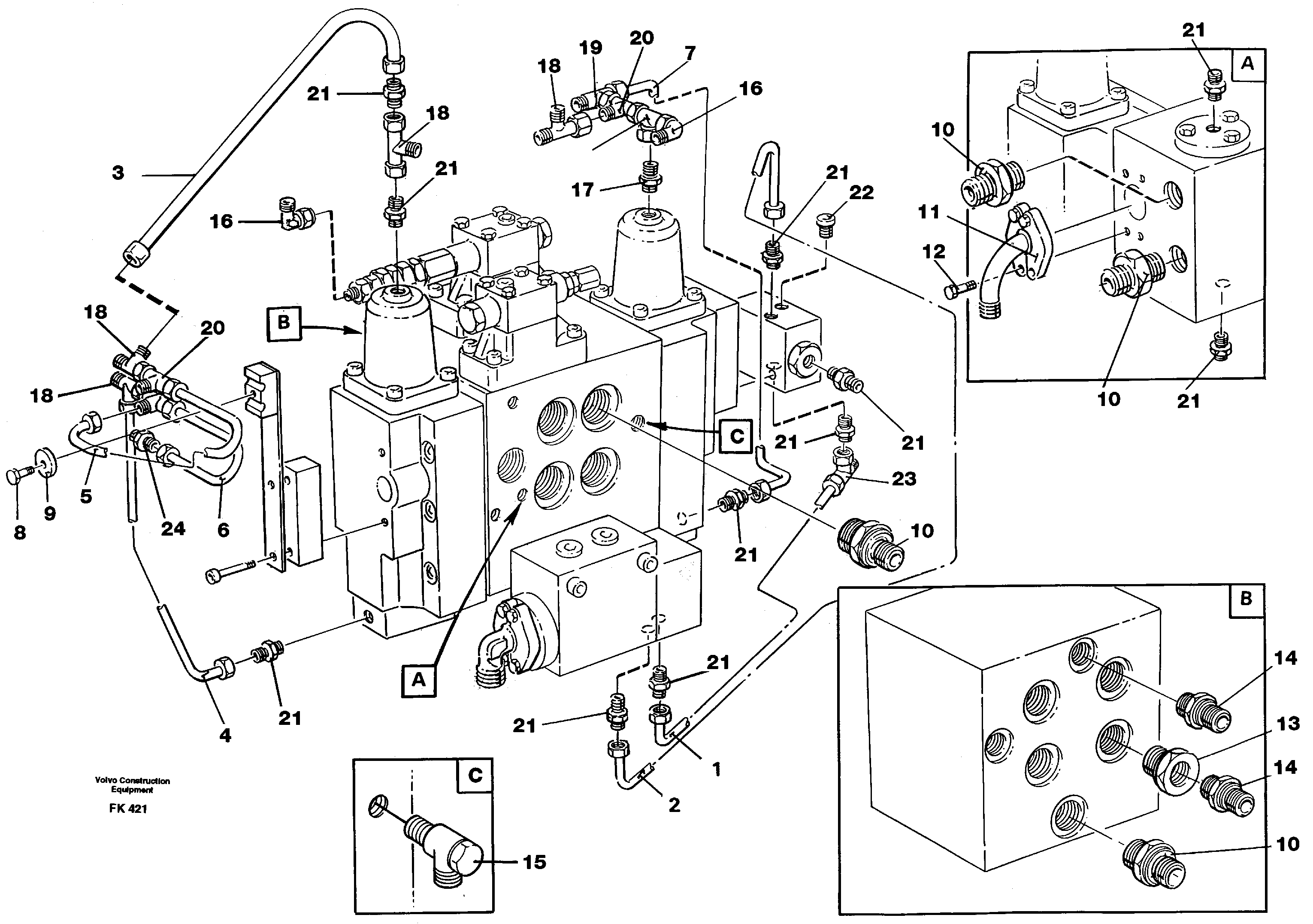 Slew valve assembly Nippels — volvo parts diagram
