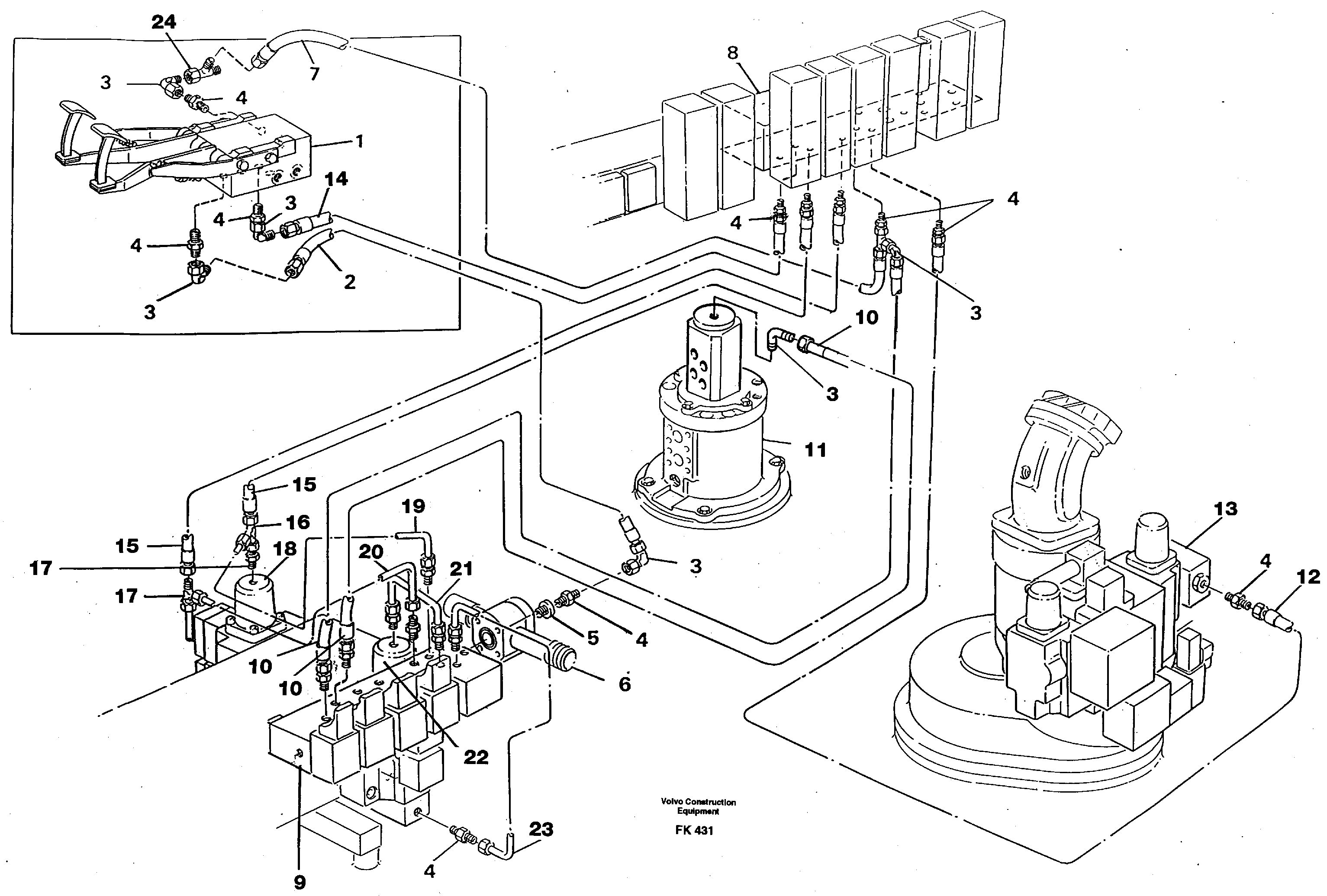 Servo hydraulics, inclu- ding driving and locking oscillating axle. — volvo parts diagram