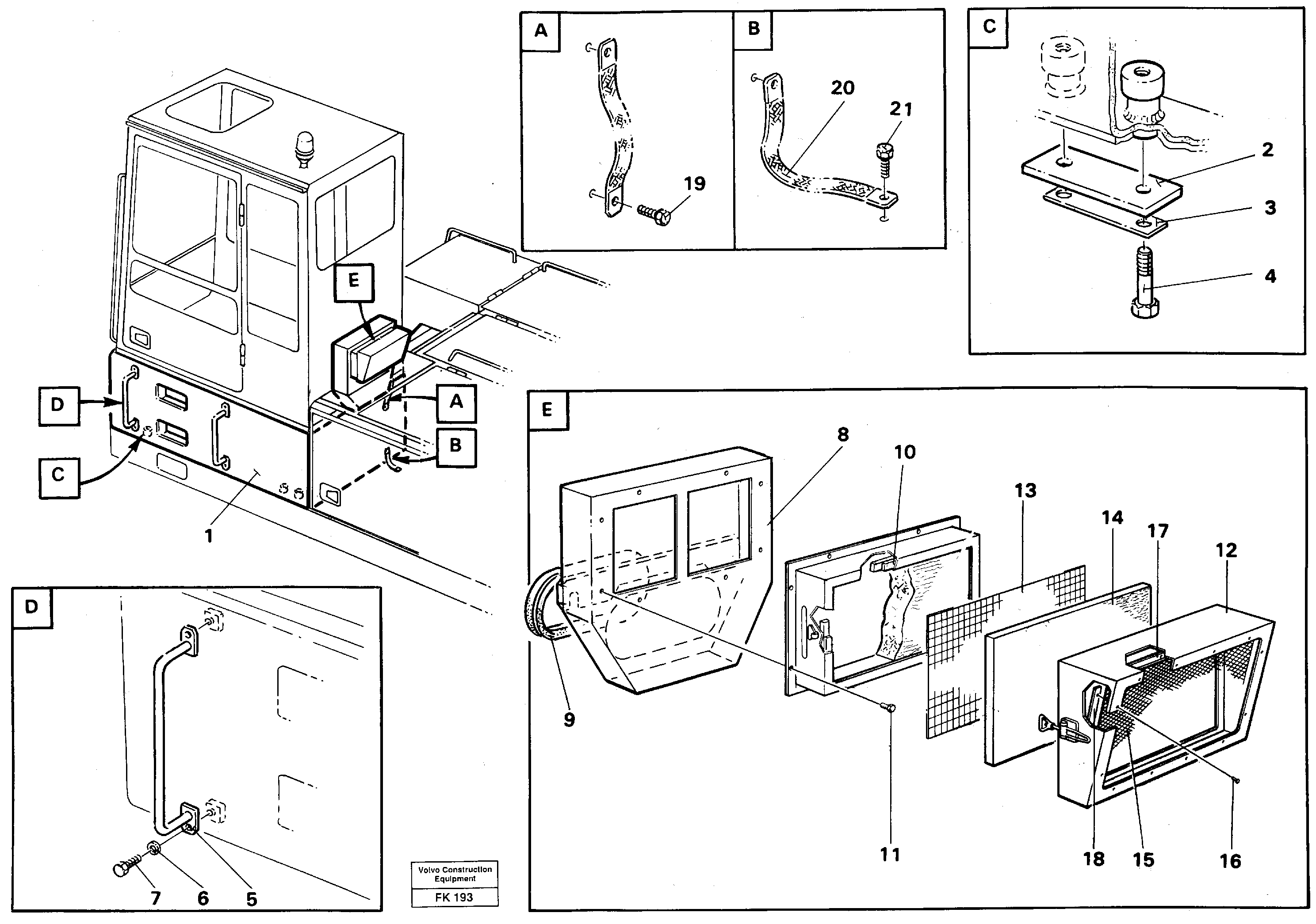 Cab elevation on superstructure, 600 mm  14346595 — volvo parts diagram