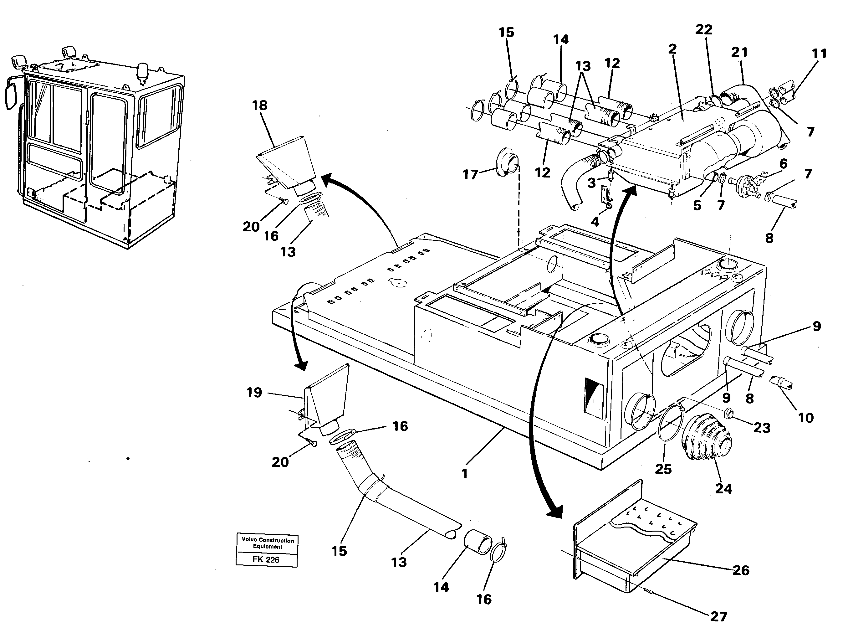 Cab heater with fitting parts — volvo parts diagram