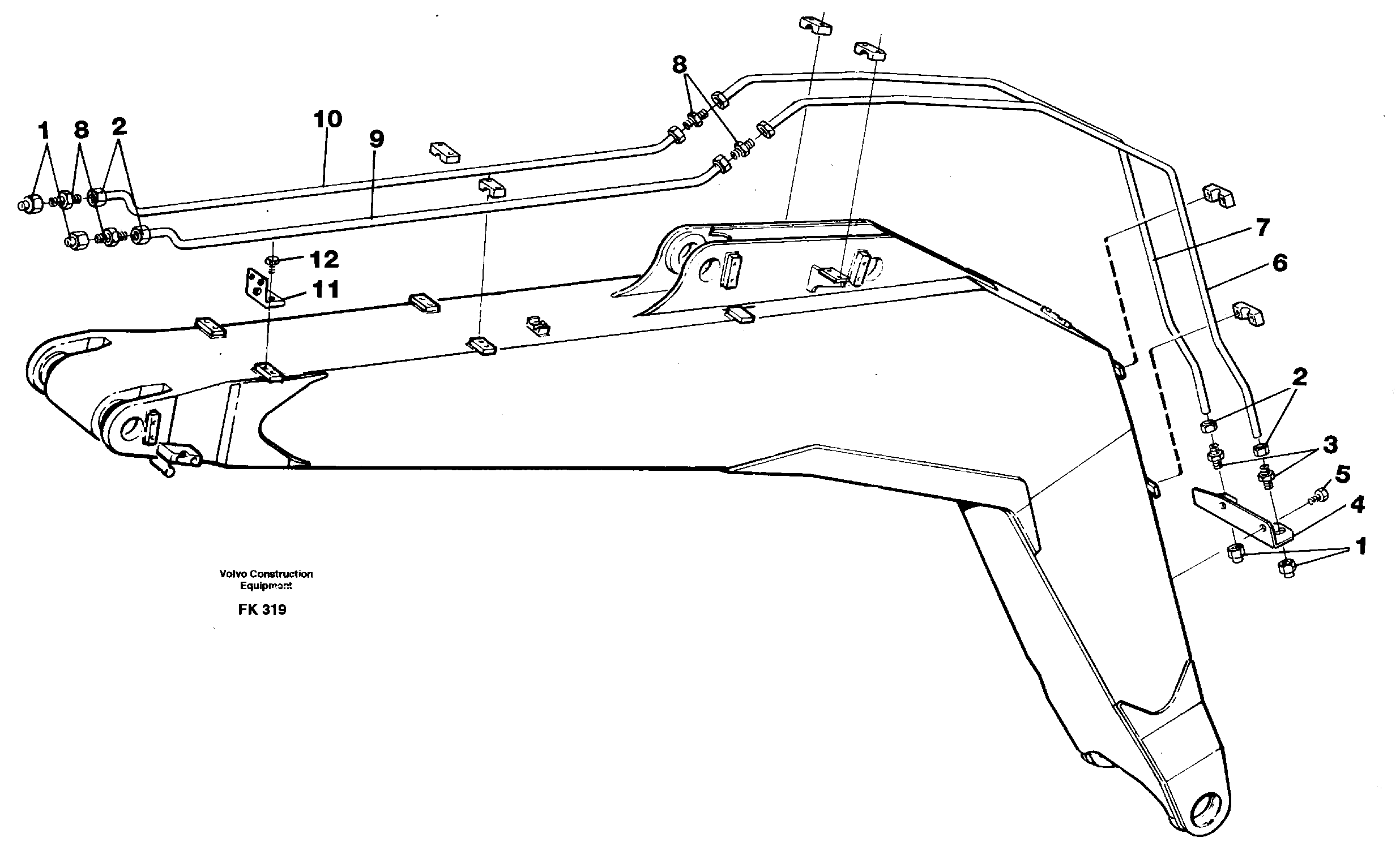 Slope bucket and grab equipment on boom, 4,65 mresp. 5.20 m  14252504,14256385 — volvo parts diagram