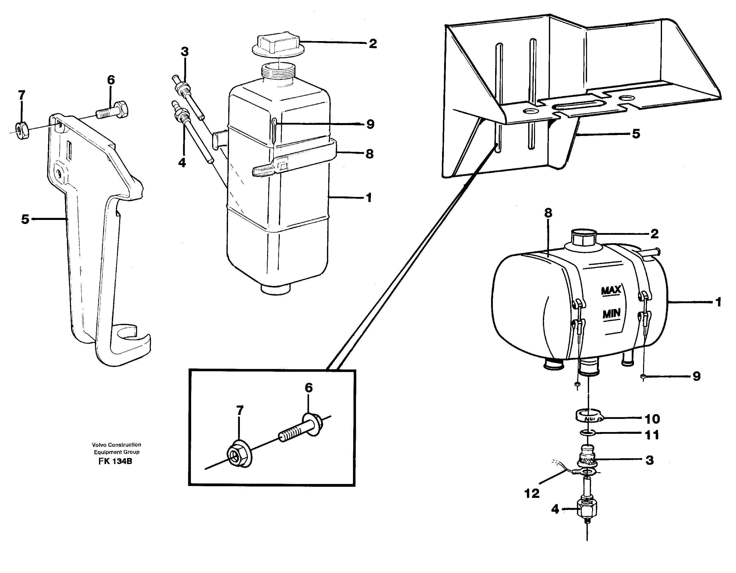 Expansion tank with fitting parts — volvo parts diagram
