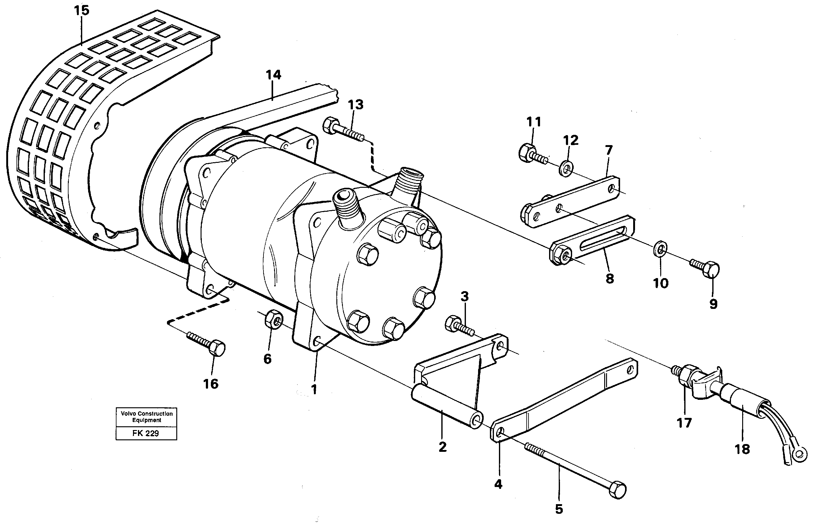 Compressor with fitting parts Cooling agent R12,r134a  14262463 — volvo parts diagram