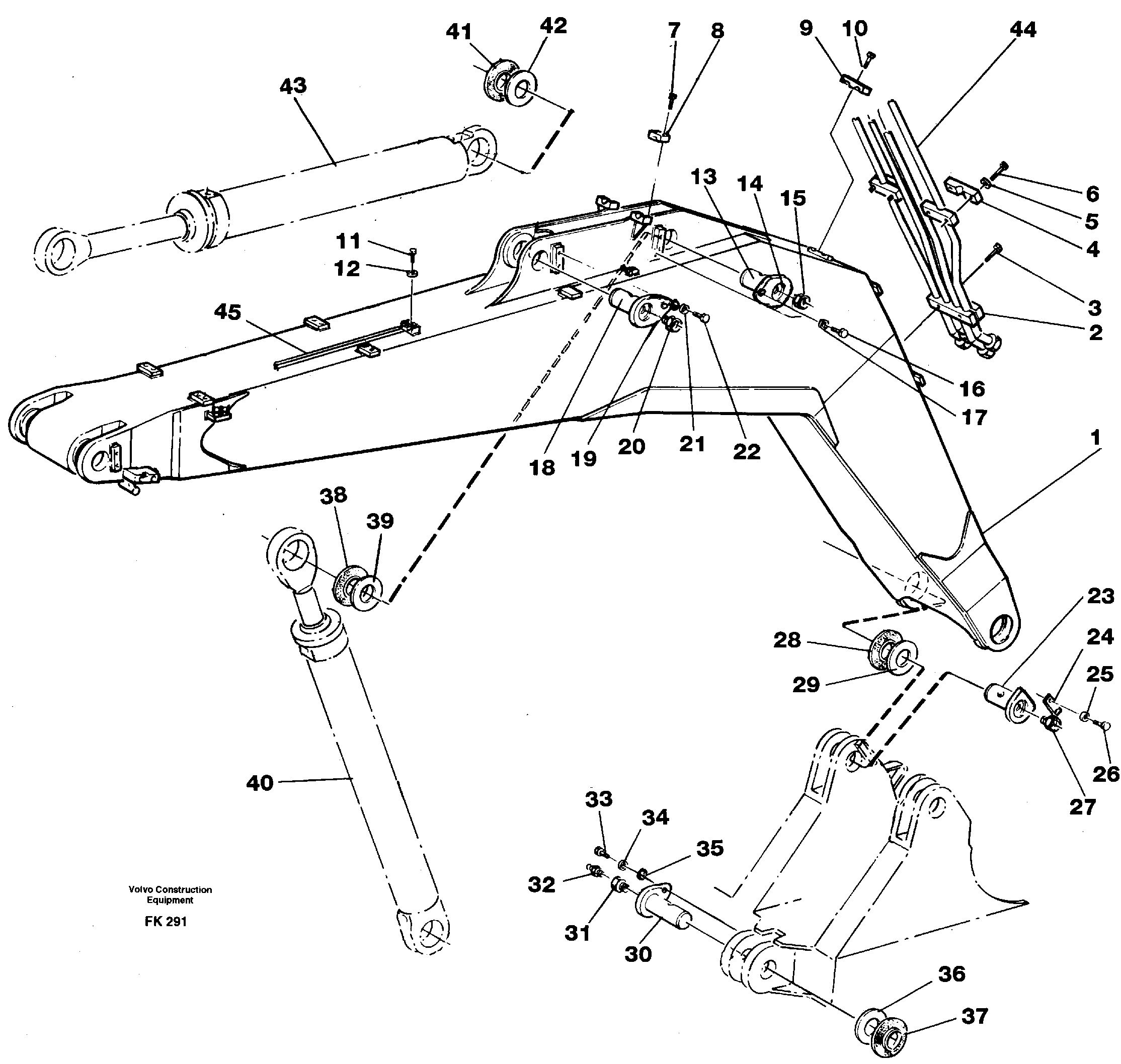Backhoe boom 4,65m  14252242 — volvo parts diagram