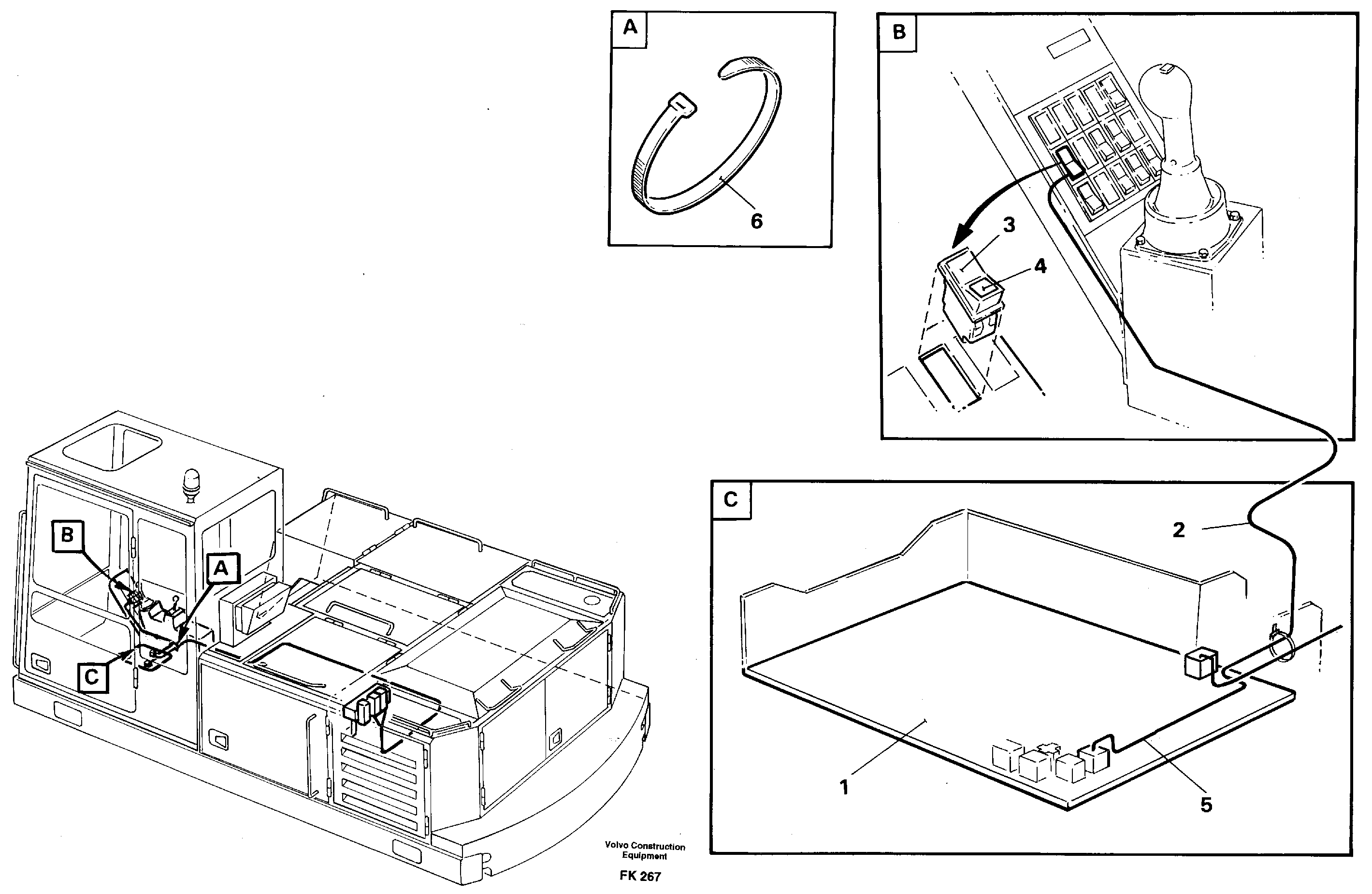 Electric installation of hammer/shears for mono- bloc boom  14260165,14265854 — volvo parts diagram