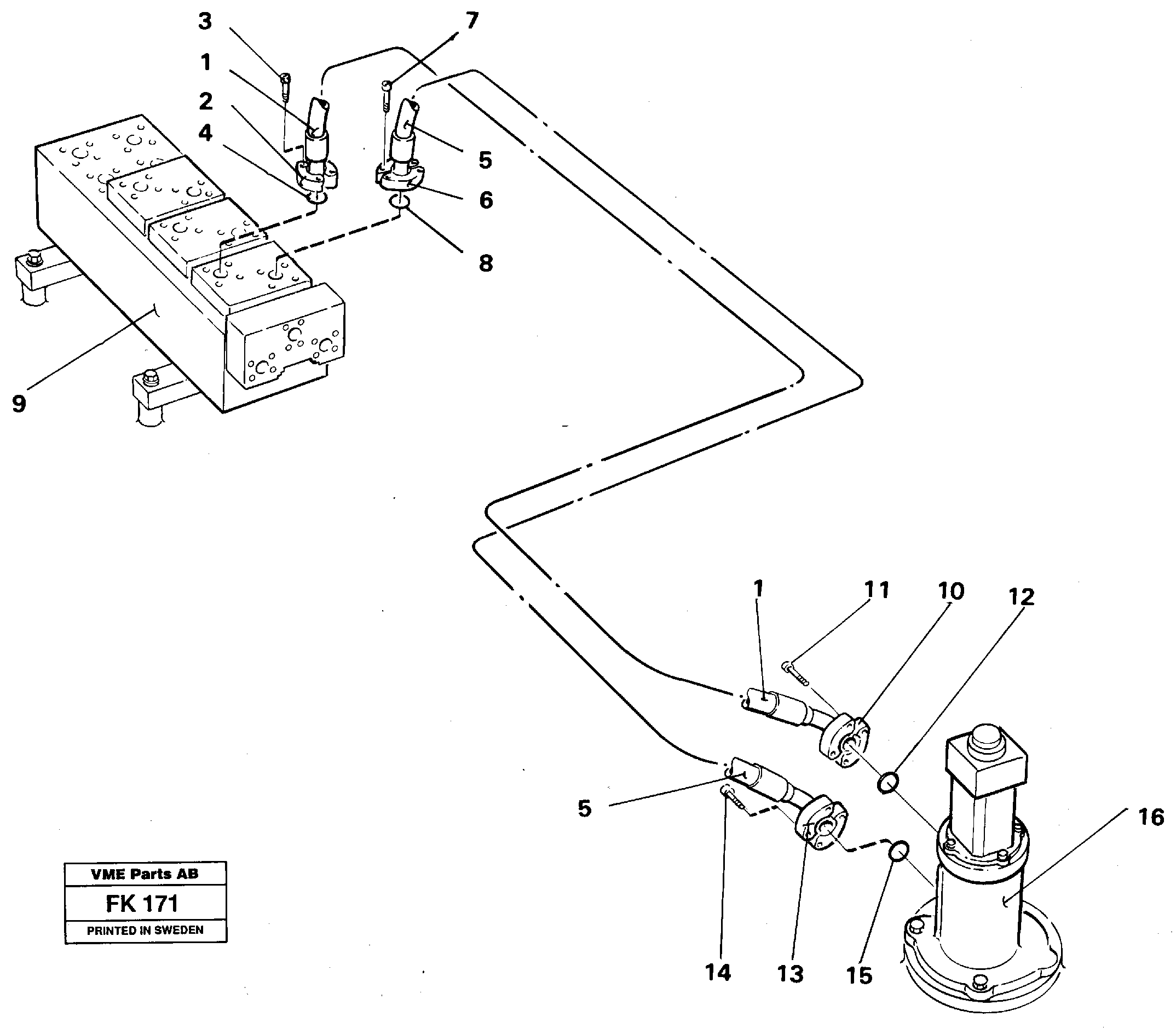 Hydraulic system, transport in uppercarrige — volvo parts diagram