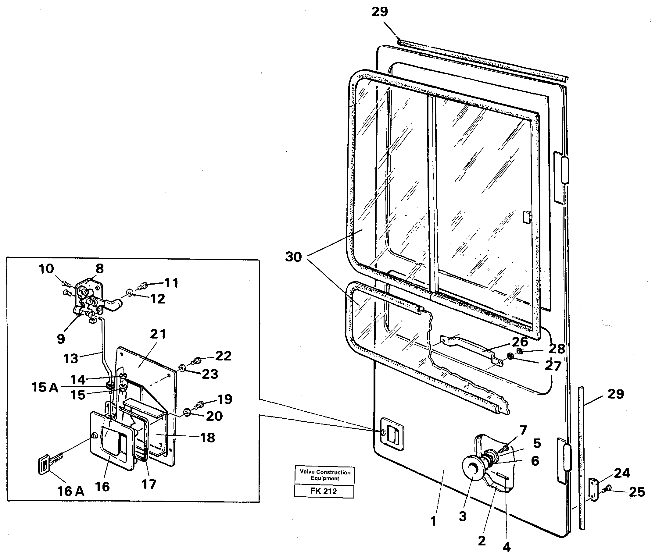 Door, operator's cab  SER NO 2530- — volvo parts diagram