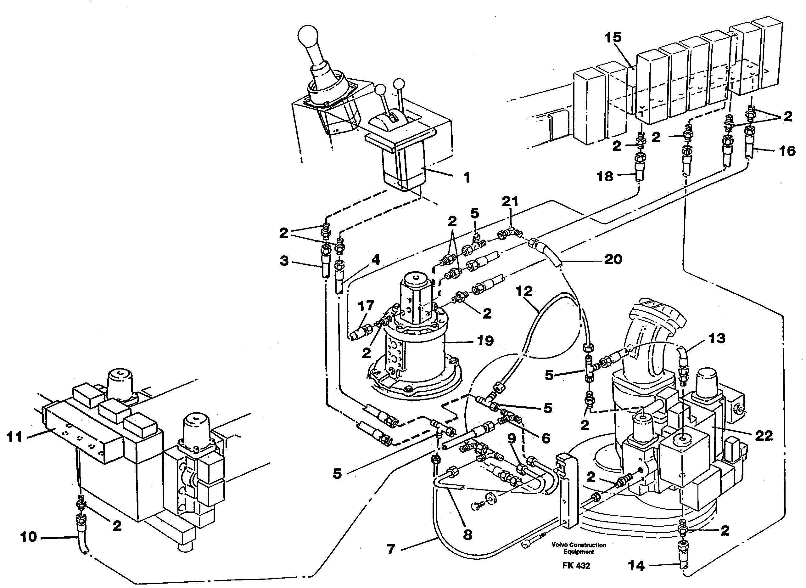 Servo hydraulics, incl. dozer/outriggers and fuelmiser. — volvo parts diagram