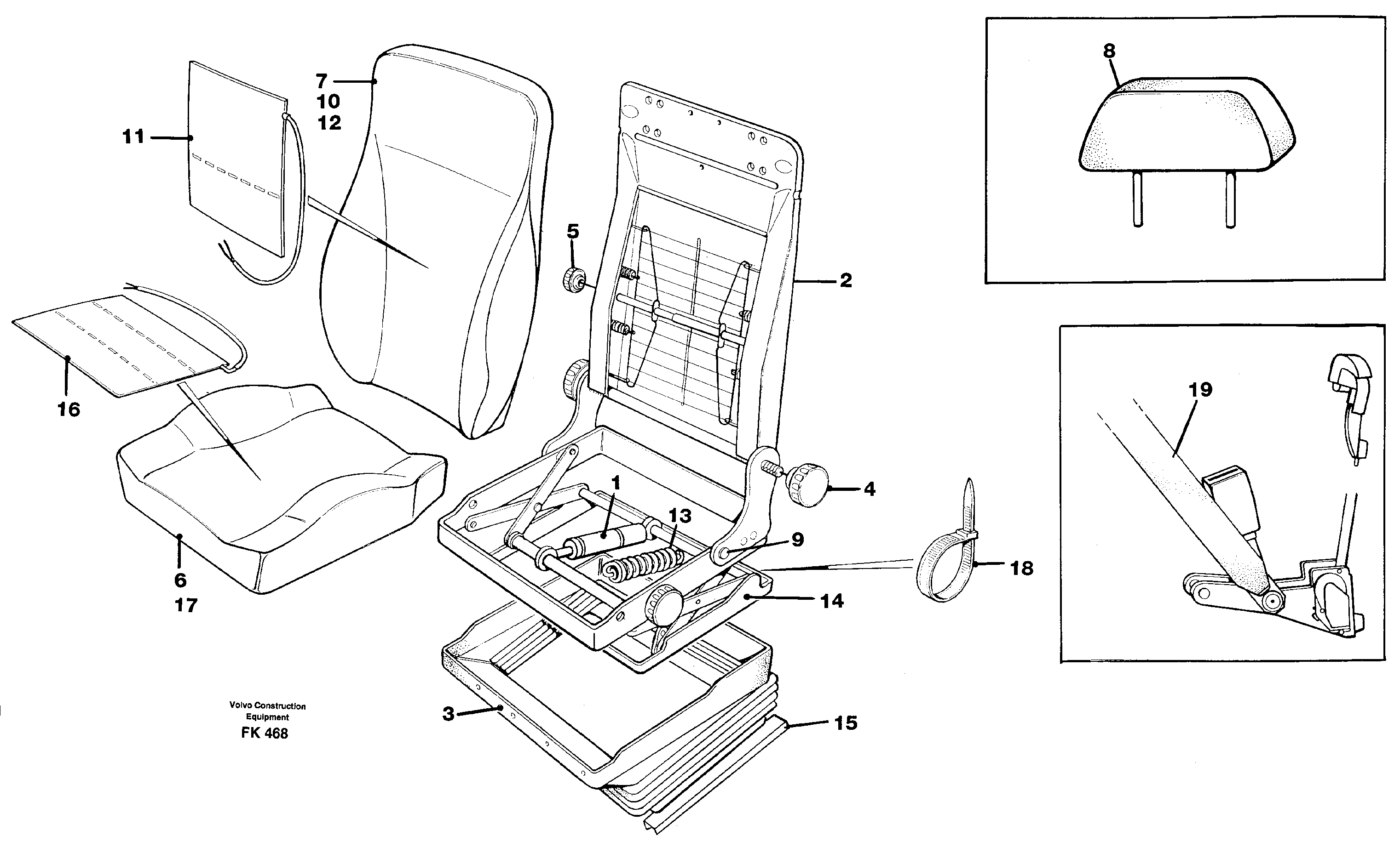 Operator's seat Be-ge  SER NO 2653- — volvo parts diagram