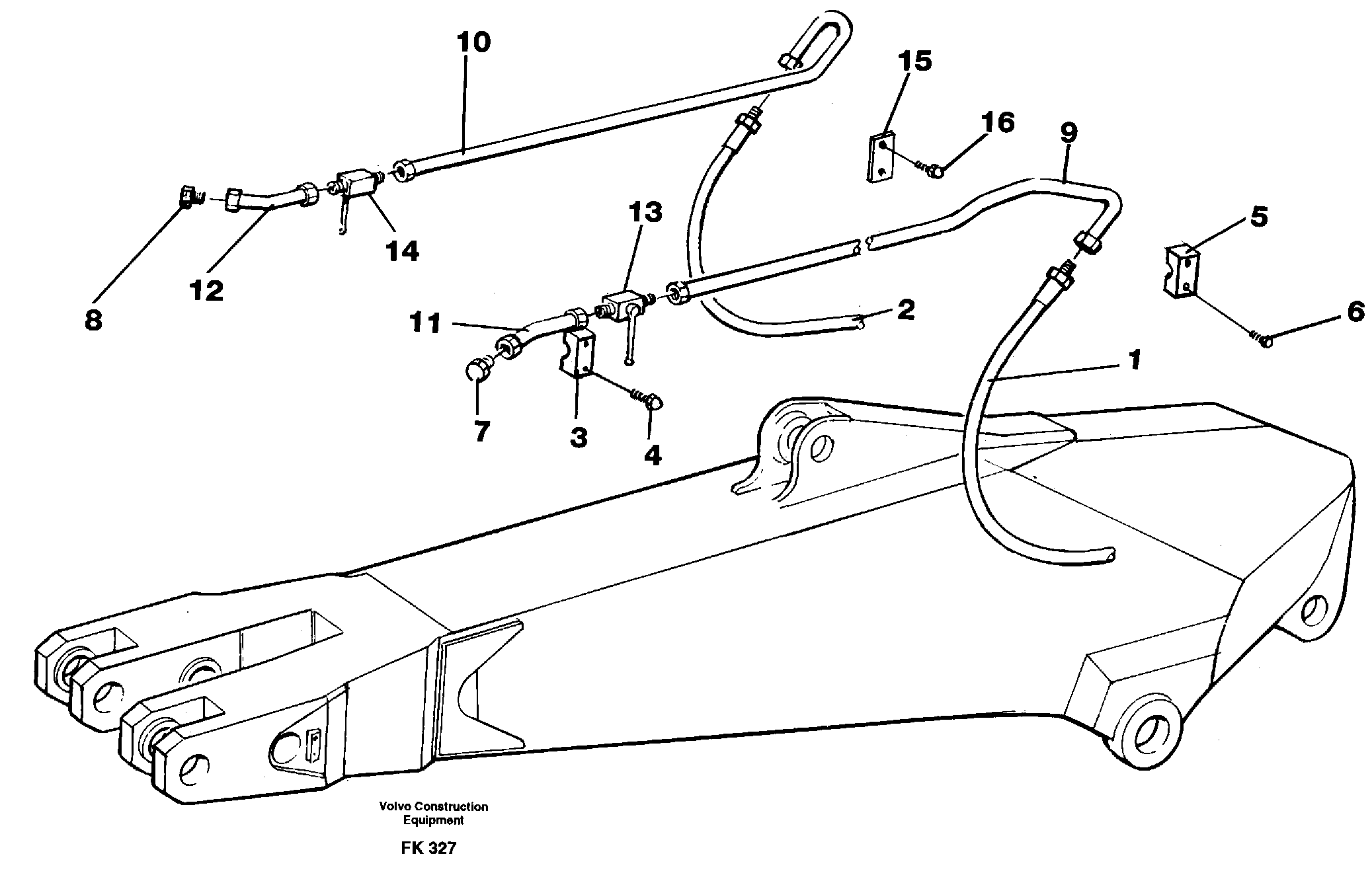Hammer hydraulics for dipper arm incl. shut-offcocks.  14256134,14256136,14256138 — volvo parts diagram