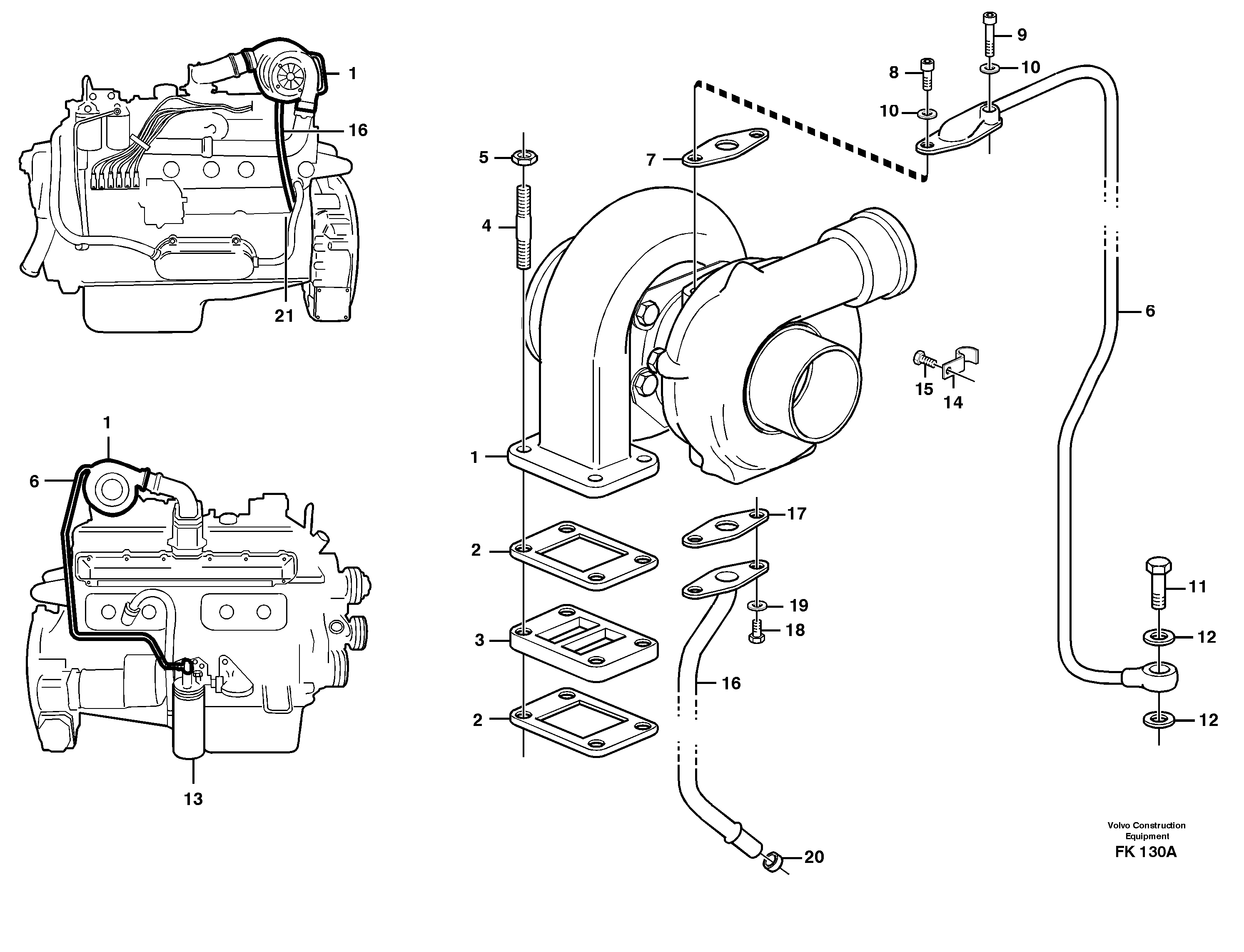 Turbocharger with fitting parts — volvo parts diagram