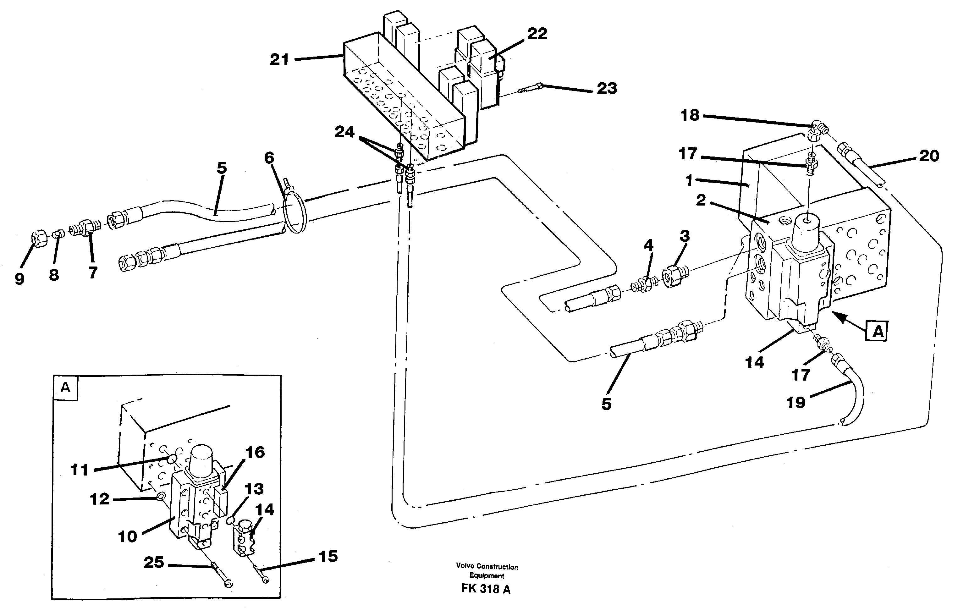 Button operated slope bucket/grab hydraulics onadj. boom.  14262283 — volvo parts diagram