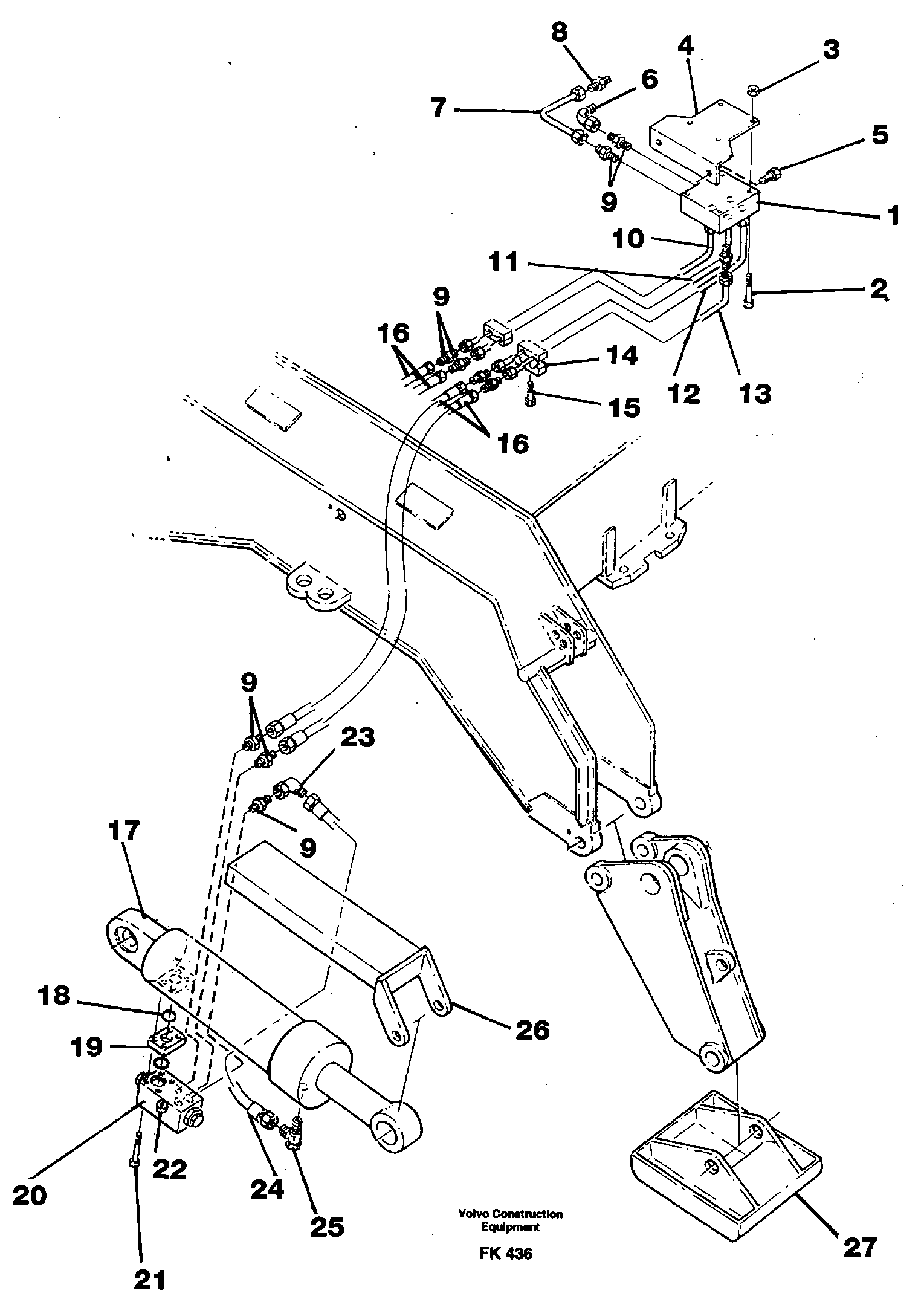 Hydraulic system, outriggers with articu- lated plates.  14257355 — volvo parts diagram